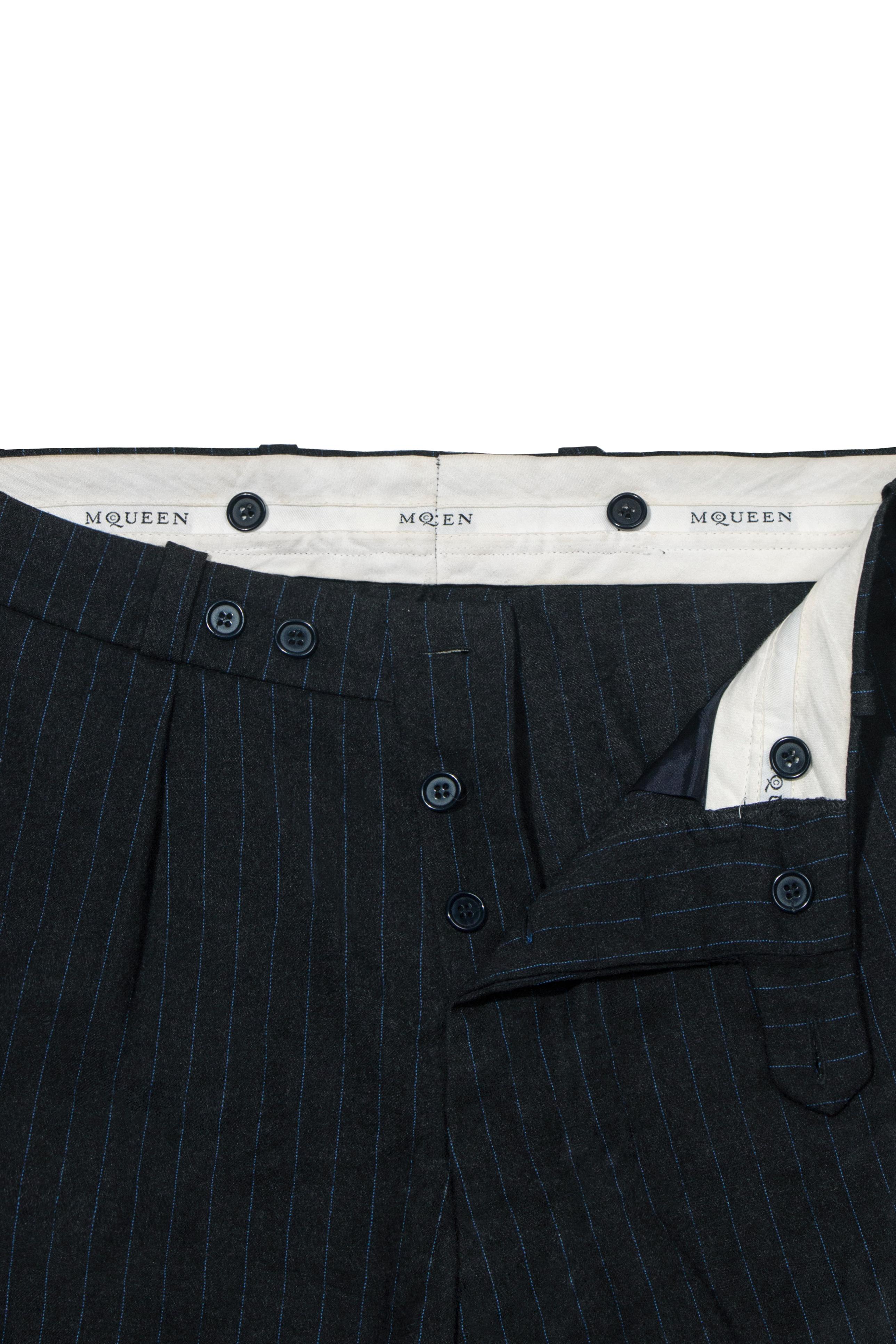 Alexander McQueen men's pinstripe cargo trousers, fw 1997 For Sale 6