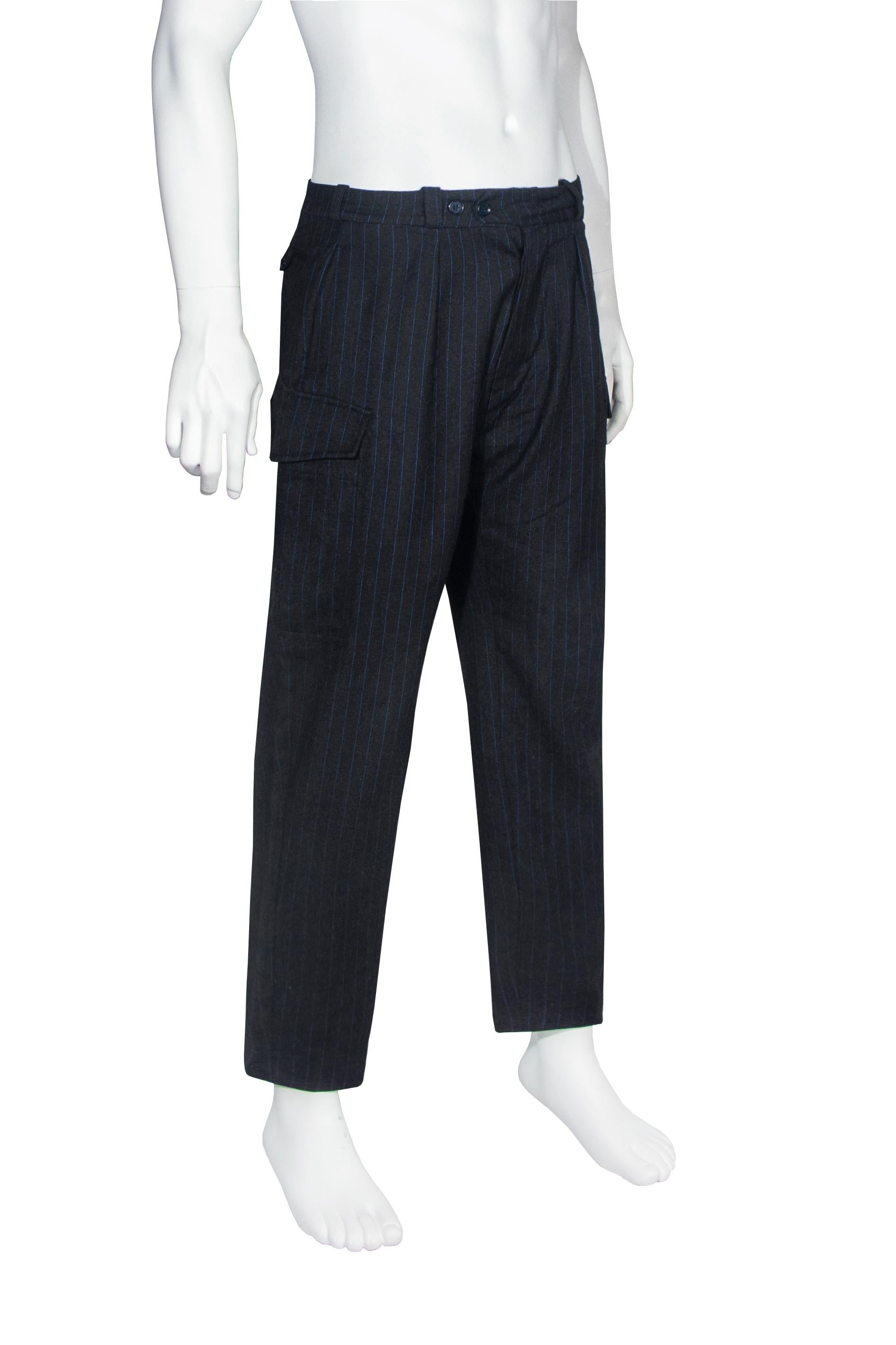 Men's Alexander McQueen men's pinstripe cargo trousers, fw 1997 For Sale