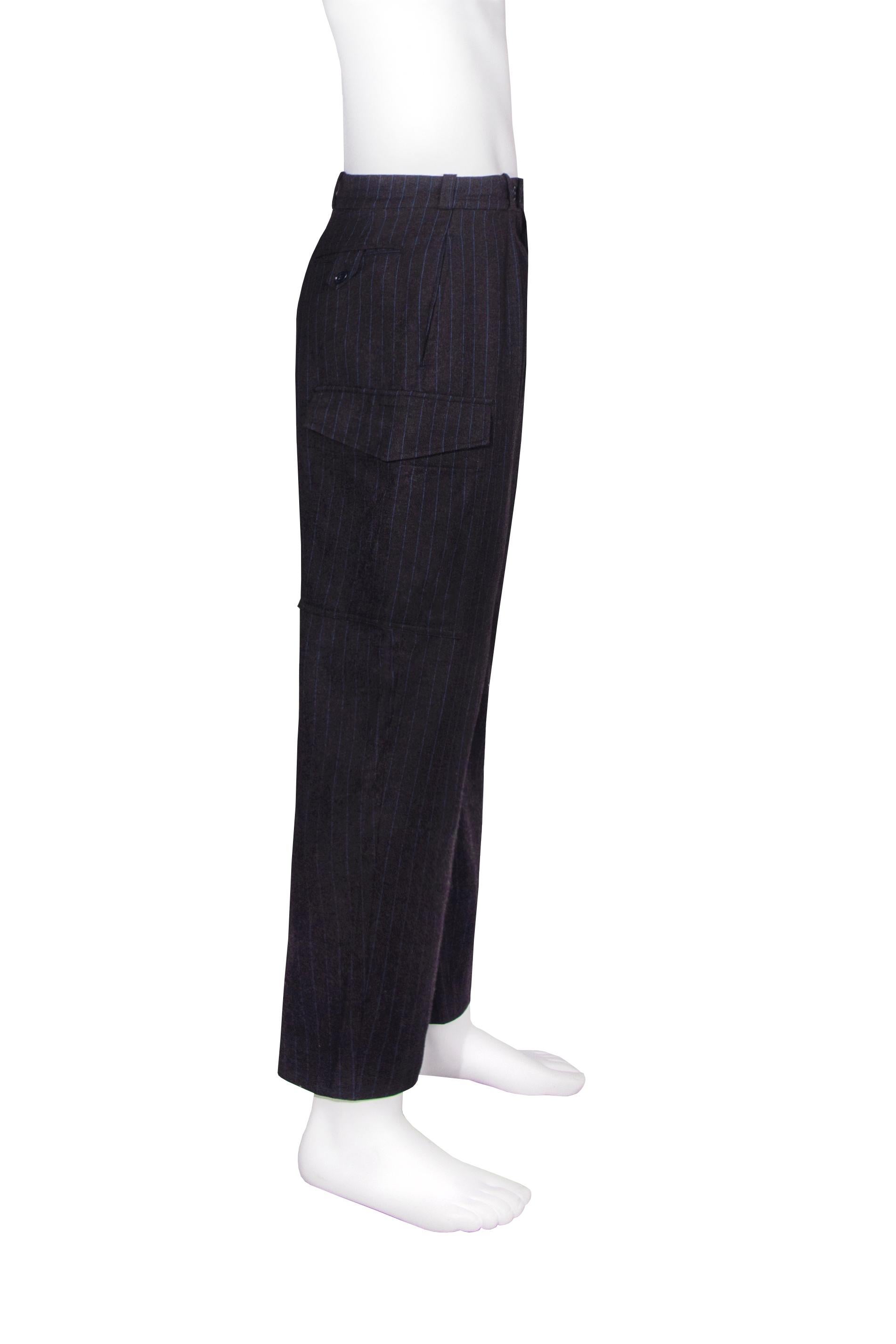 Alexander McQueen men's pinstripe cargo trousers, fw 1997 For Sale 1