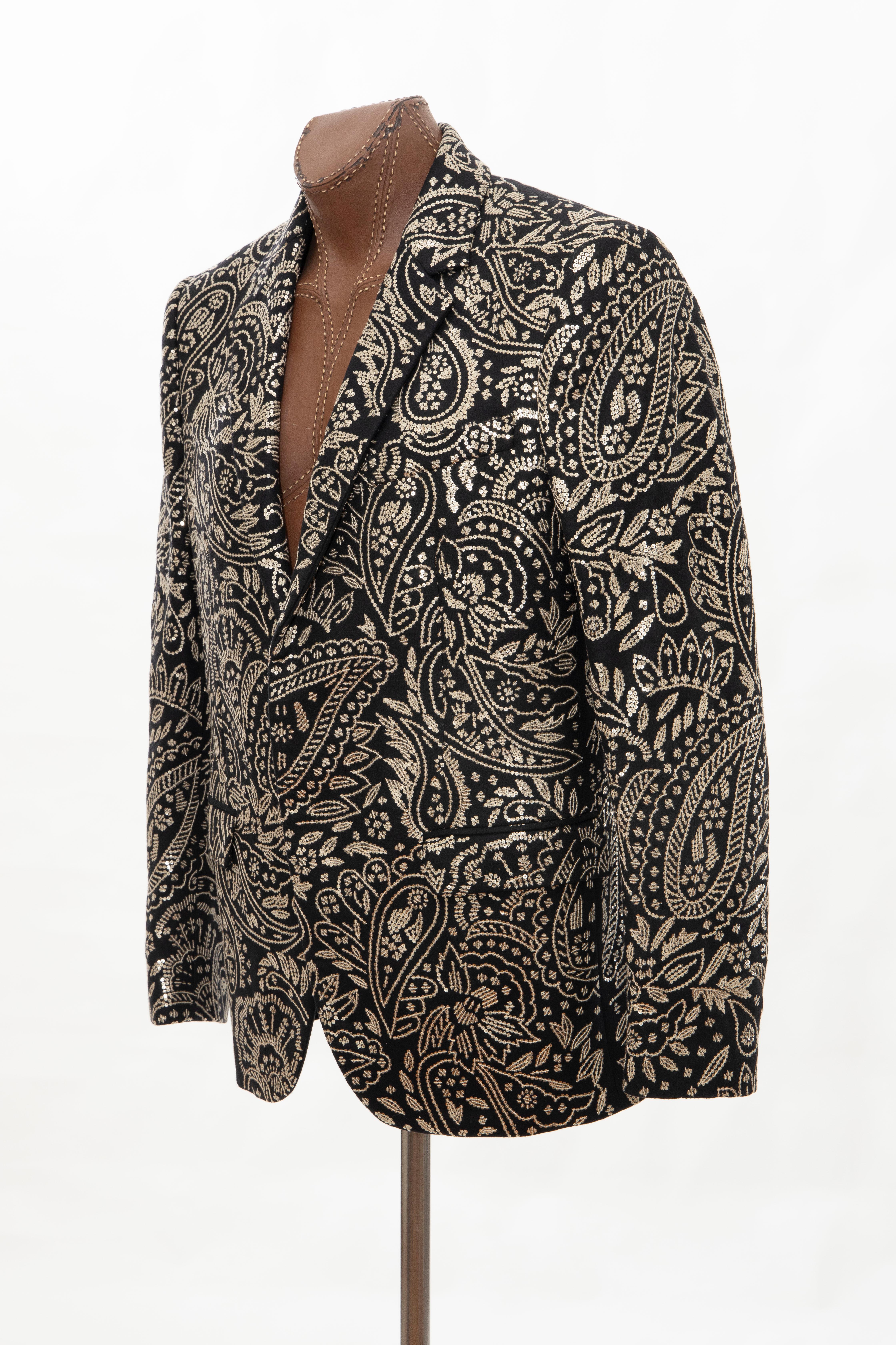 Alexander McQueen Men's Runway Black Wool Embroidered Sequin Blazer, Fall 2016 5