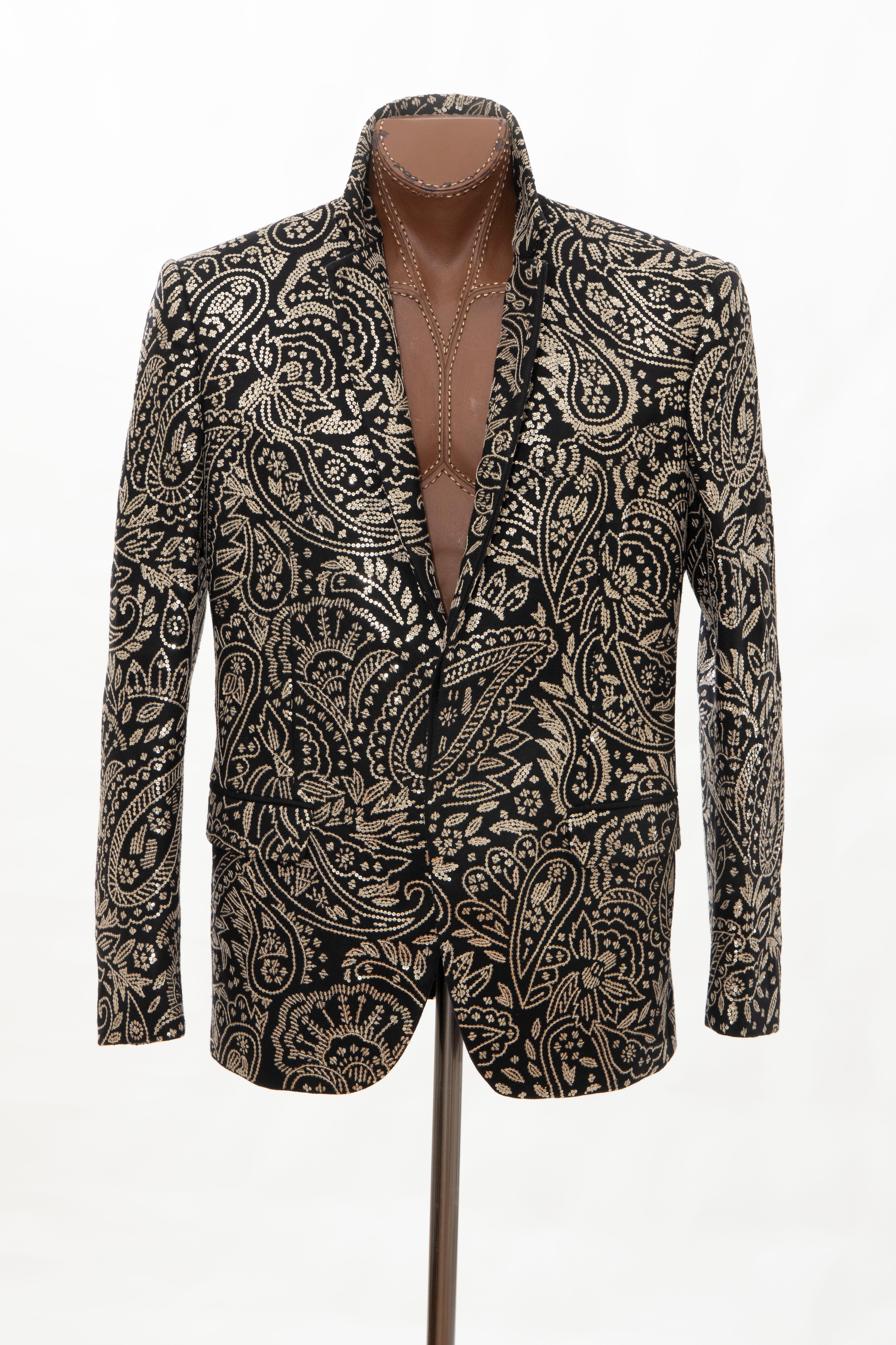 Alexander McQueen Men's Runway Black Wool Embroidered Sequin Blazer, Fall 2016 6