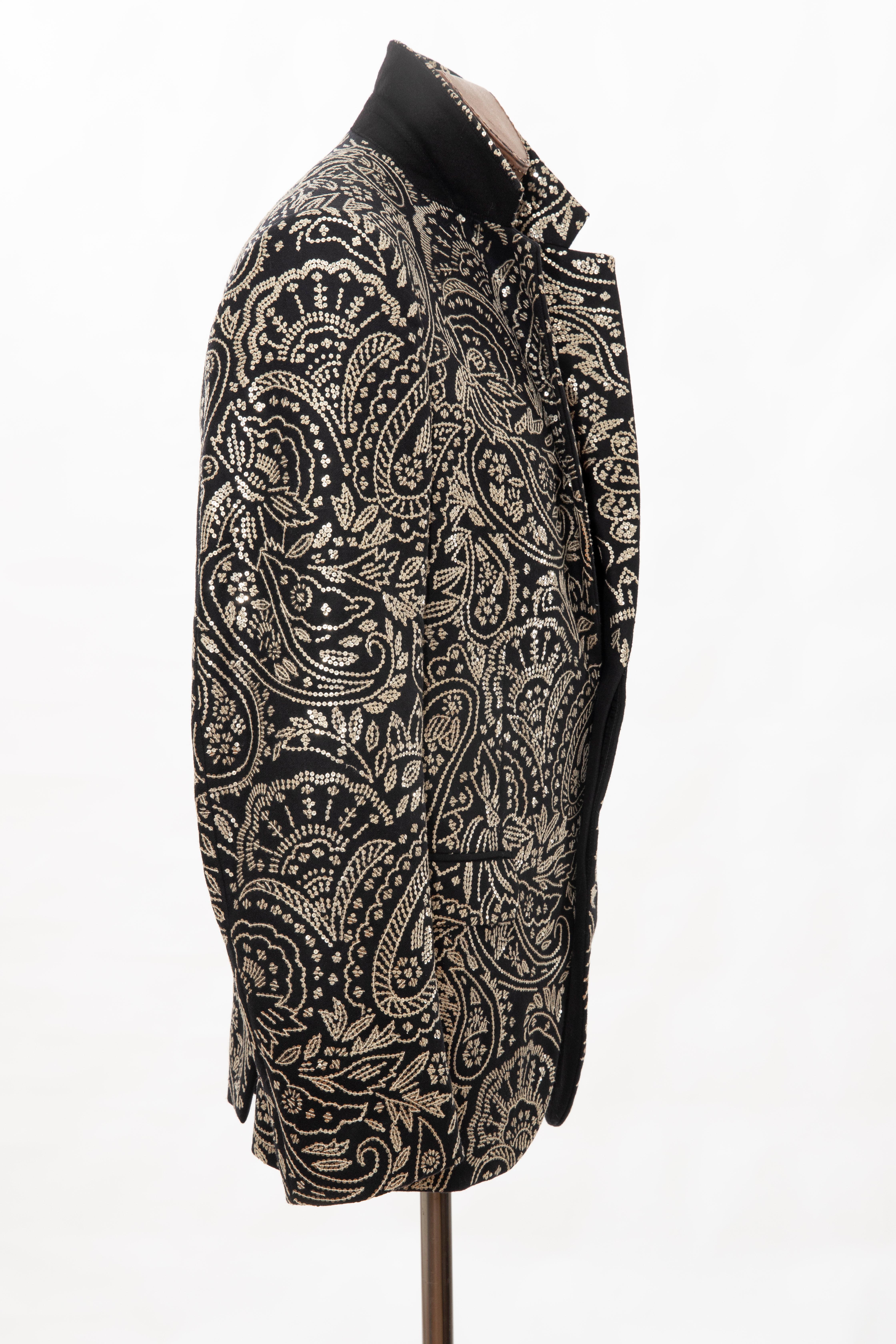 Alexander McQueen Men's Runway Black Wool Embroidered Sequin Blazer, Fall 2016 7
