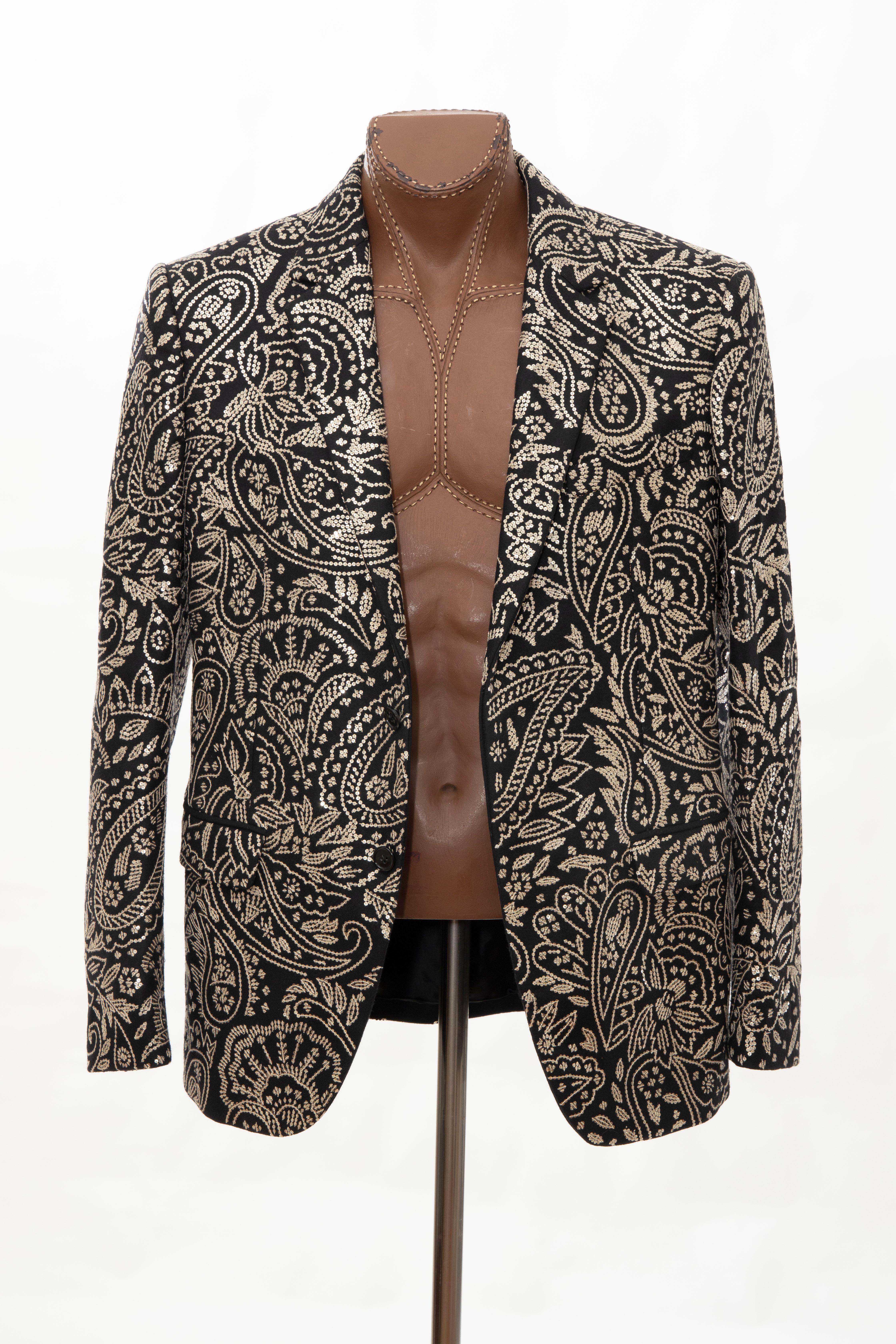Alexander McQueen Men's Runway Black Wool Embroidered Sequin Blazer, Fall 2016 9