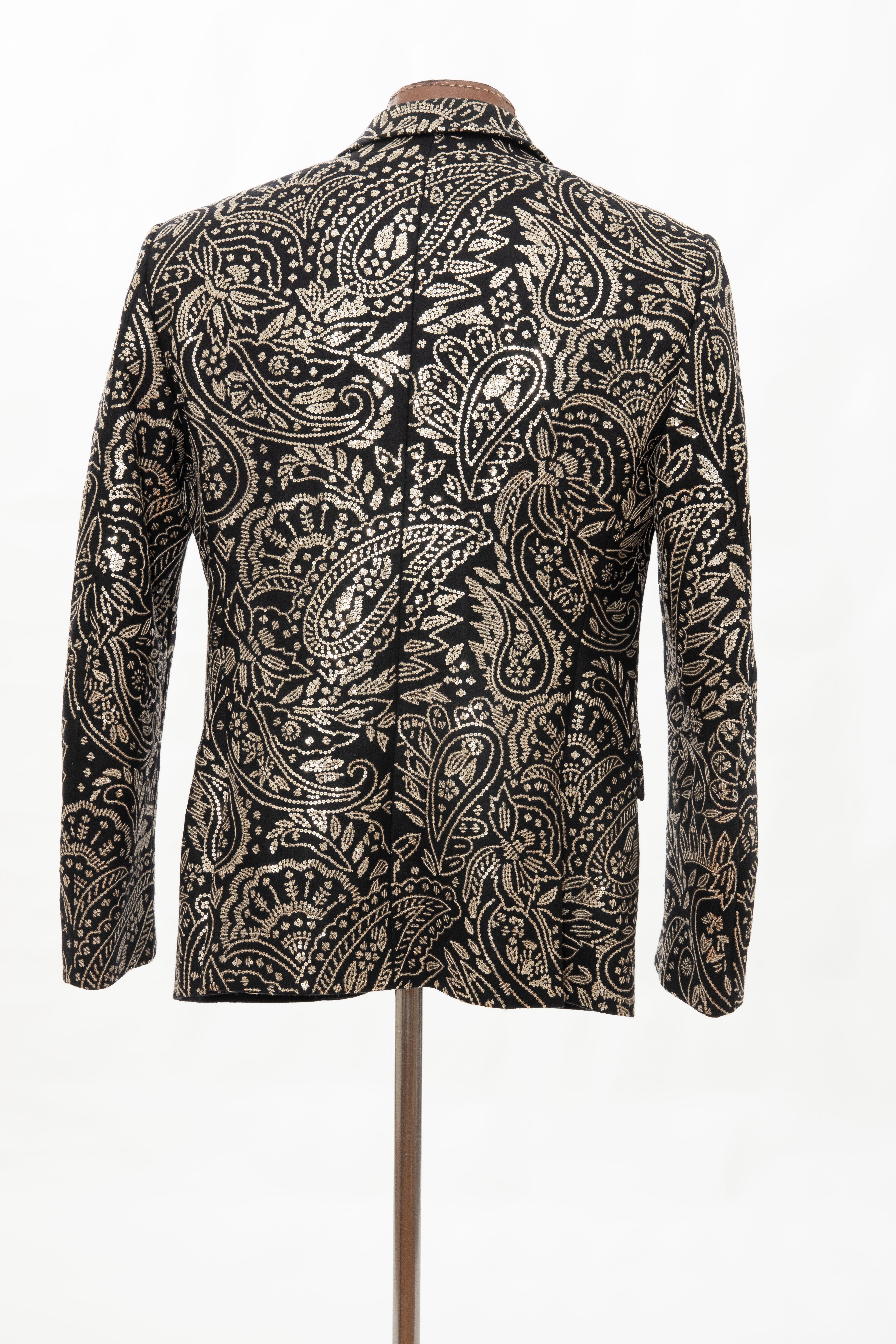 Alexander McQueen Men's Runway Black Wool Embroidered Sequin Blazer, Fall 2016 2