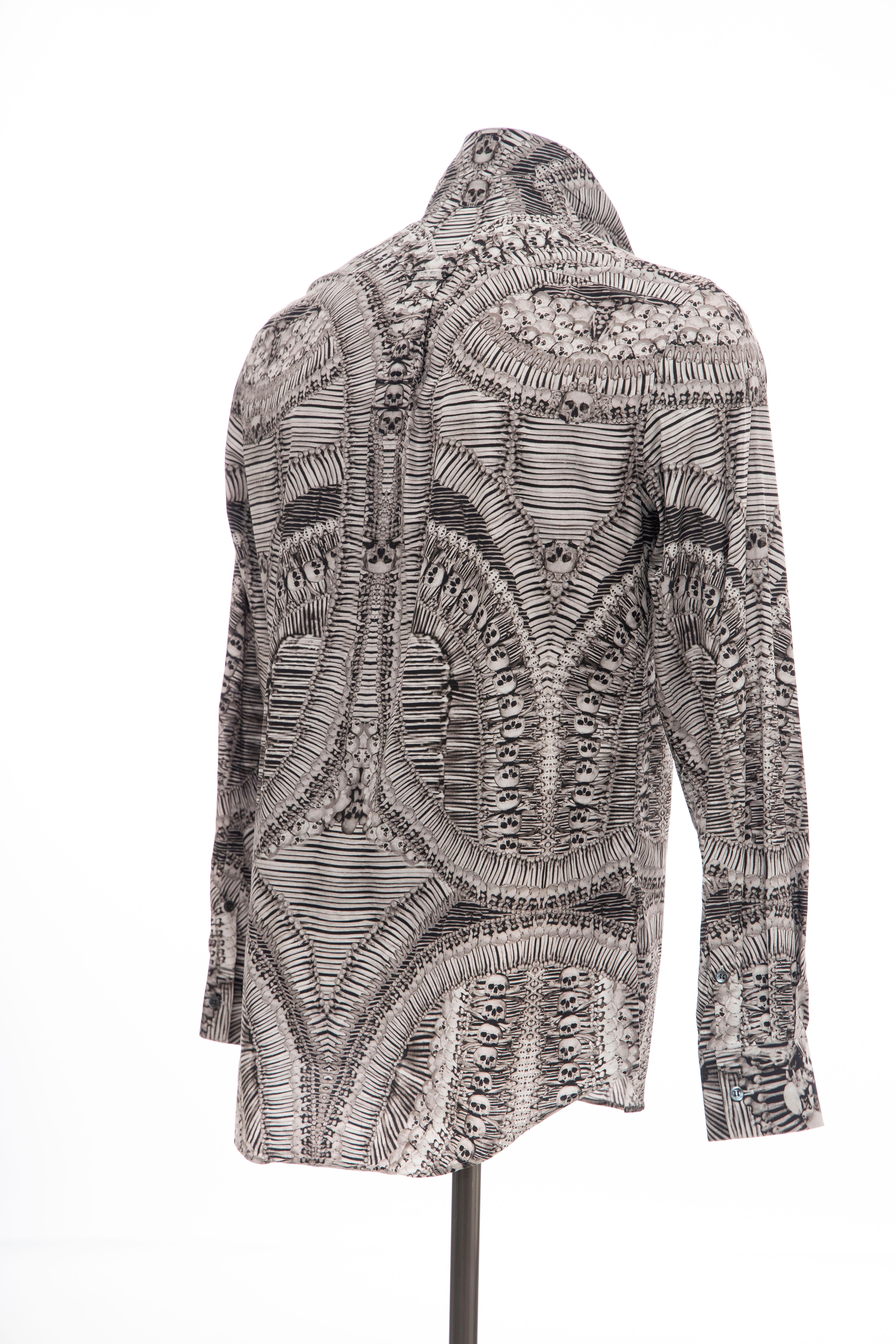 Alexander McQueen Men's Runway Cotton Skeleton Print Shirt, Fall 2010 In Good Condition In Cincinnati, OH