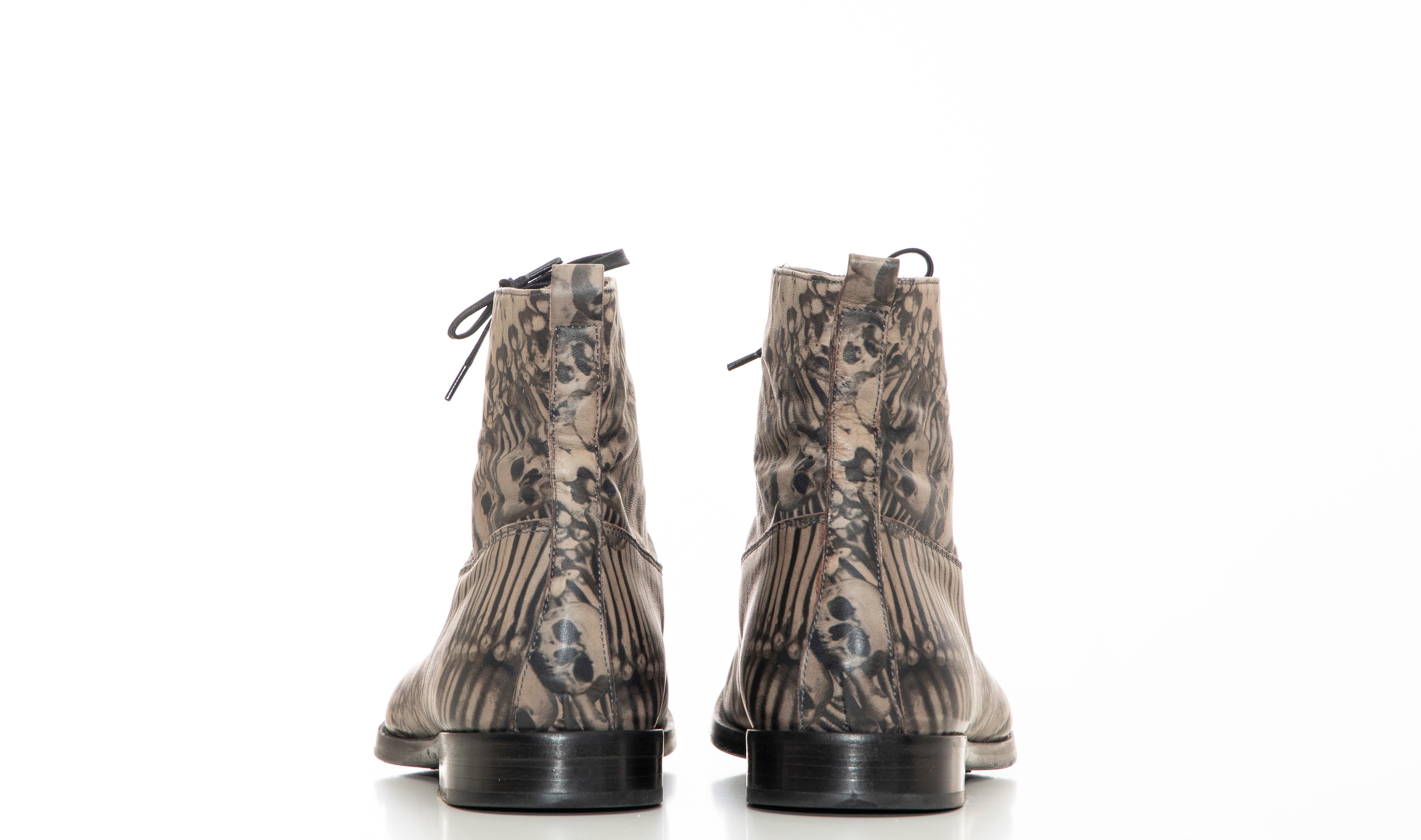 Alexander McQueen Men's Skull & Bones Printed Leather Boots, Fall 2010 5