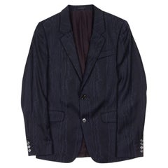 Blazer en laine noir et bleu pour homme Alexander McQueen, coupe ajustée, taille IT46, 2012