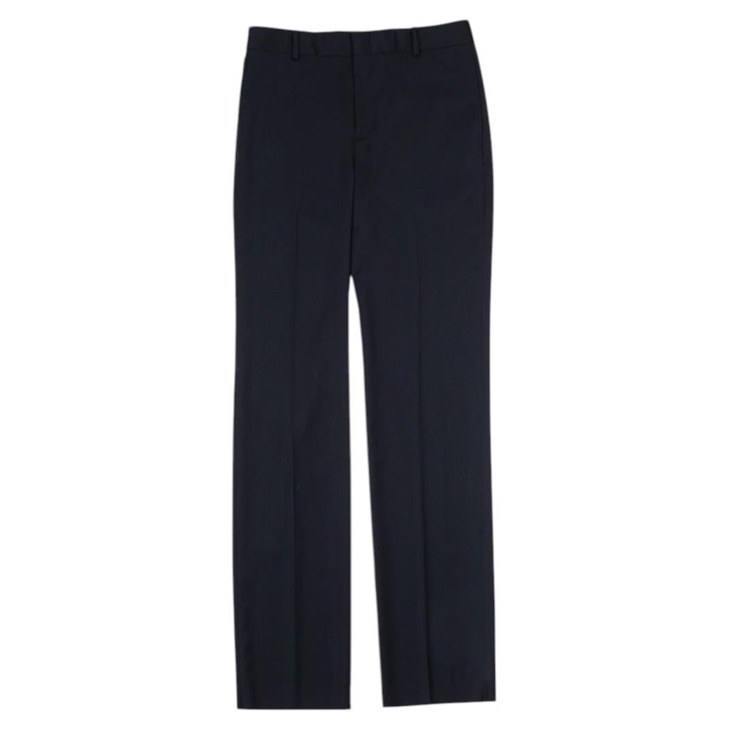 Alexander McQueen Men's Straight-Cut Trousers 100% Wool Rich Blue IT46