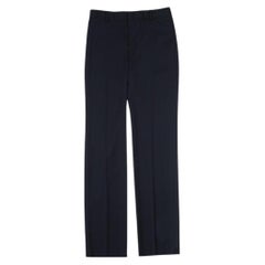 Alexander McQueen Men's Straight-Cut Trousers 100% Wool Rich Blue IT46