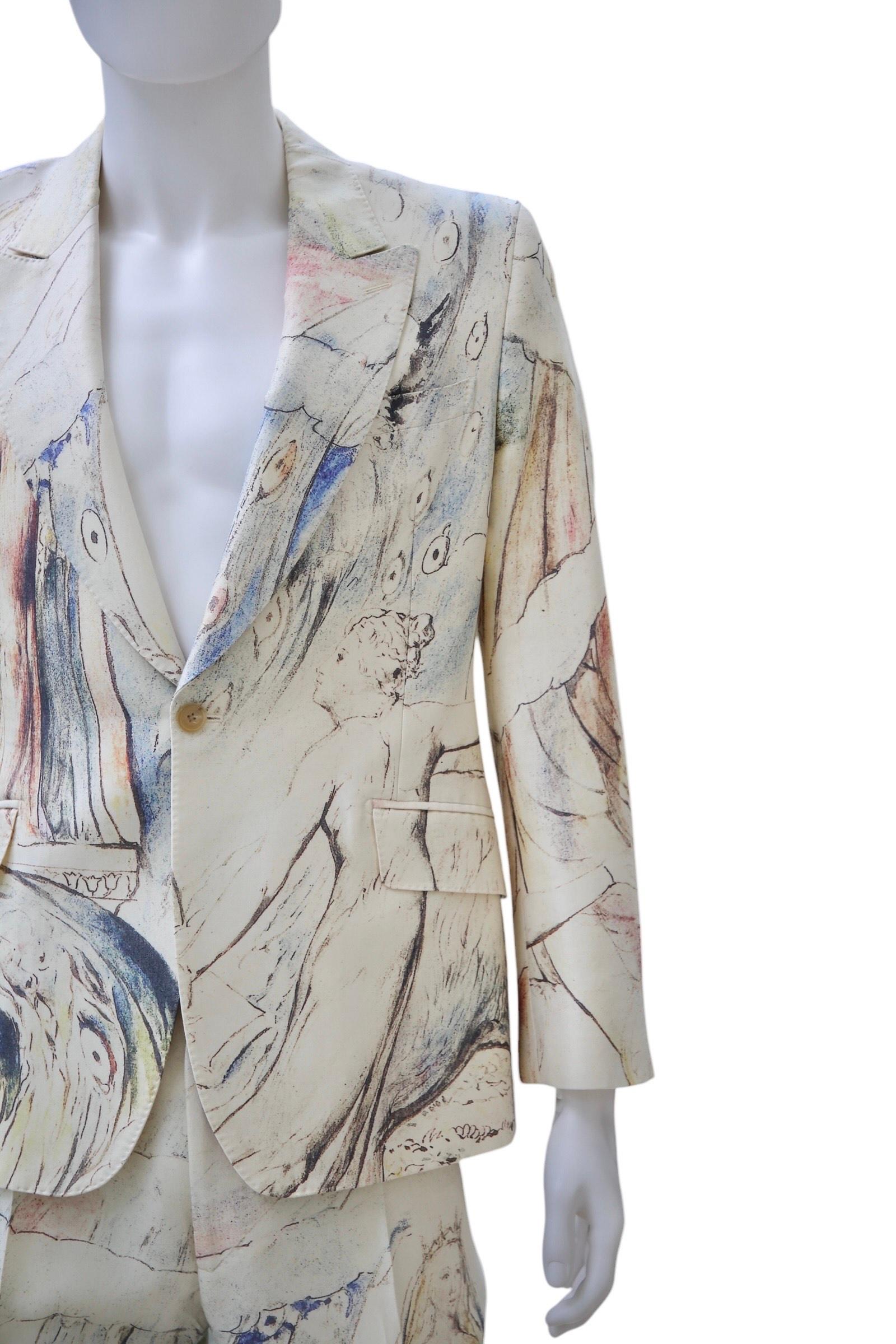 Alexander McQueen Men's William Blake Dante Print Suit – RARE, Collector piece For Sale 2