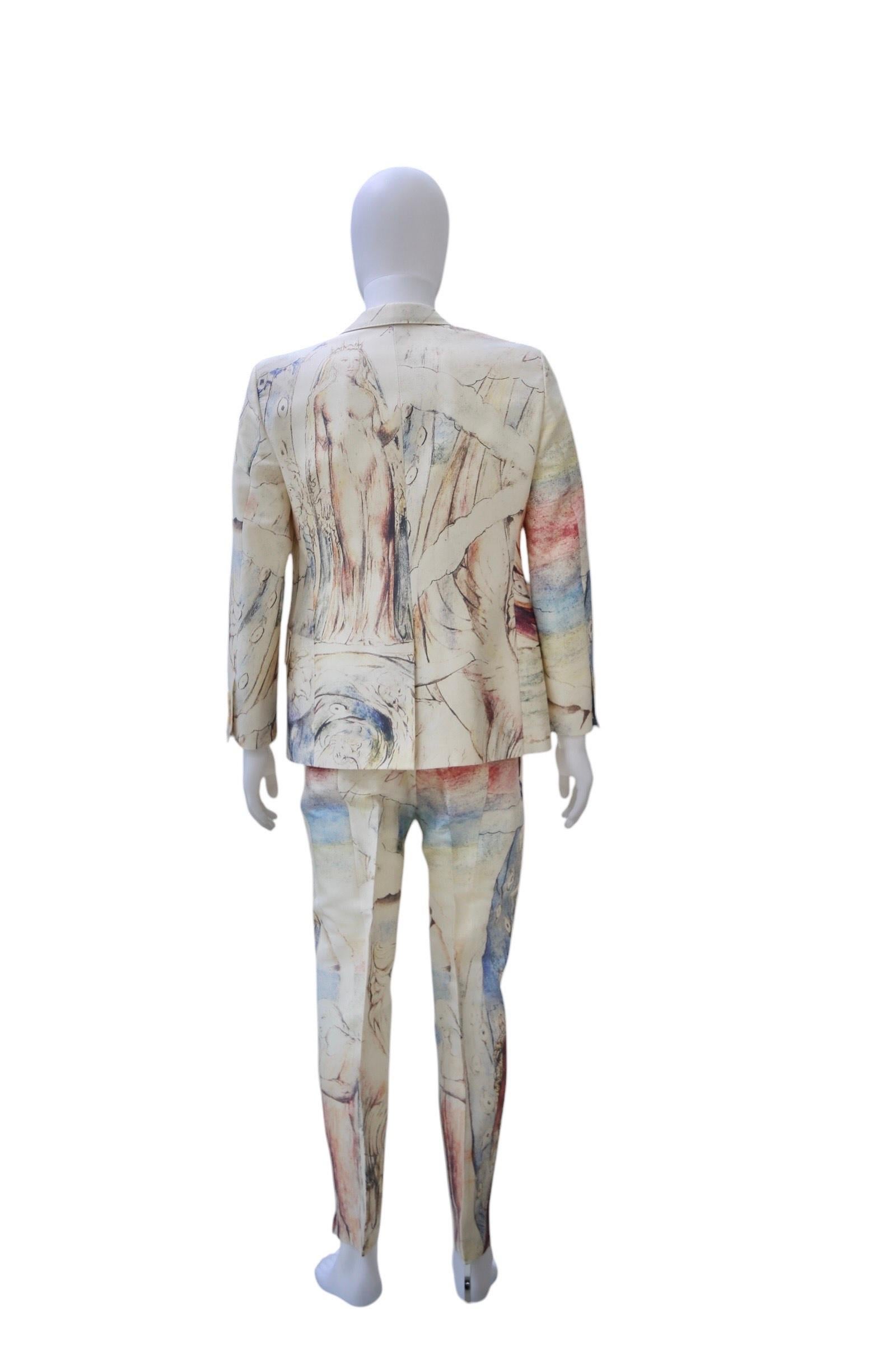 Alexander McQueen Men's William Blake Dante Print Suit – RARE, Collector piece For Sale 3