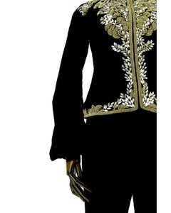 Alexander McQueen Metal Thread Bullion Embroidery Velvet Jacket