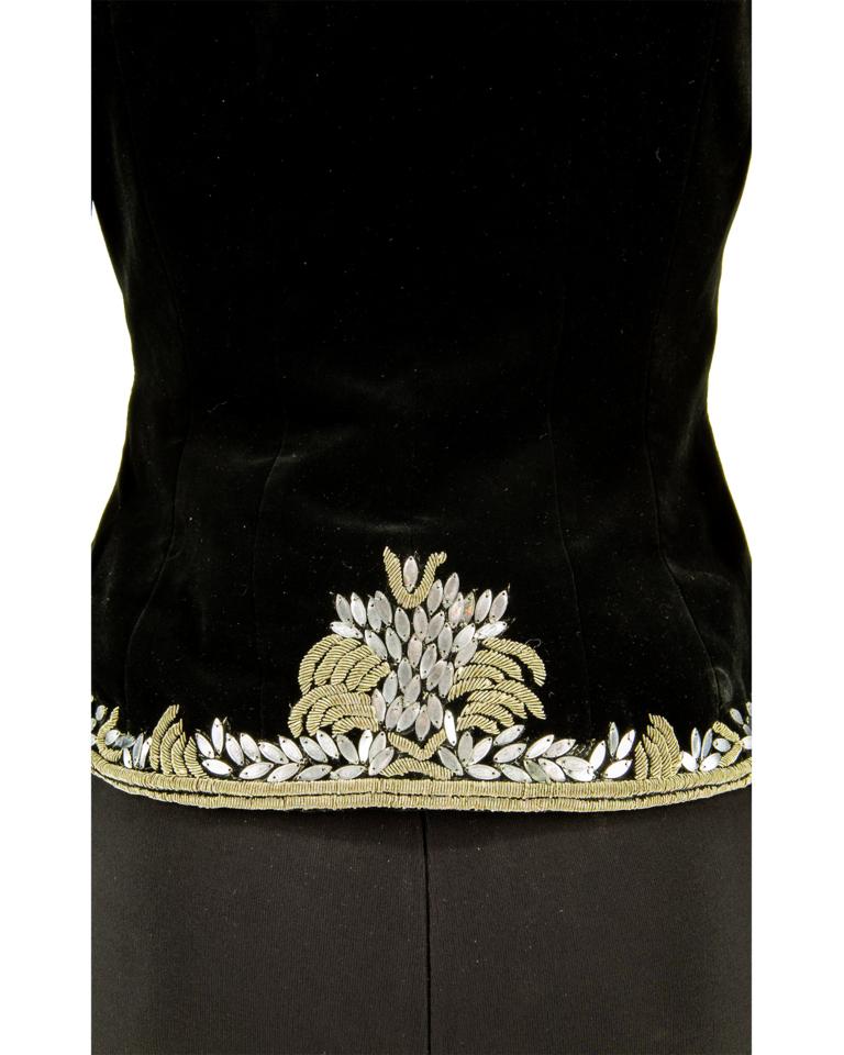 Black Alexander McQueen Metal Thread Bullion Embroidery Velvet Jacket For Sale