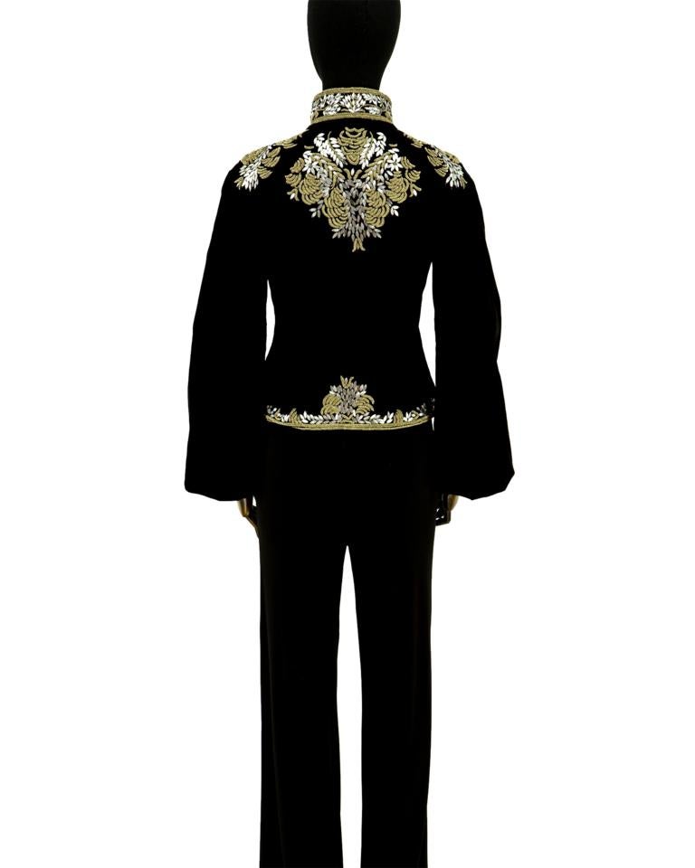 Alexander McQueen Metal Thread Bullion Embroidery Velvet Jacket In Good Condition For Sale In London, GB