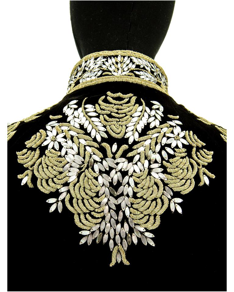 Women's Alexander McQueen Metal Thread Bullion Embroidery Velvet Jacket For Sale