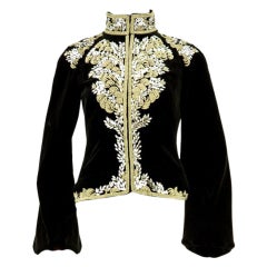 Alexander McQueen - Veste en velours brodée de fils métalliques et de lingots