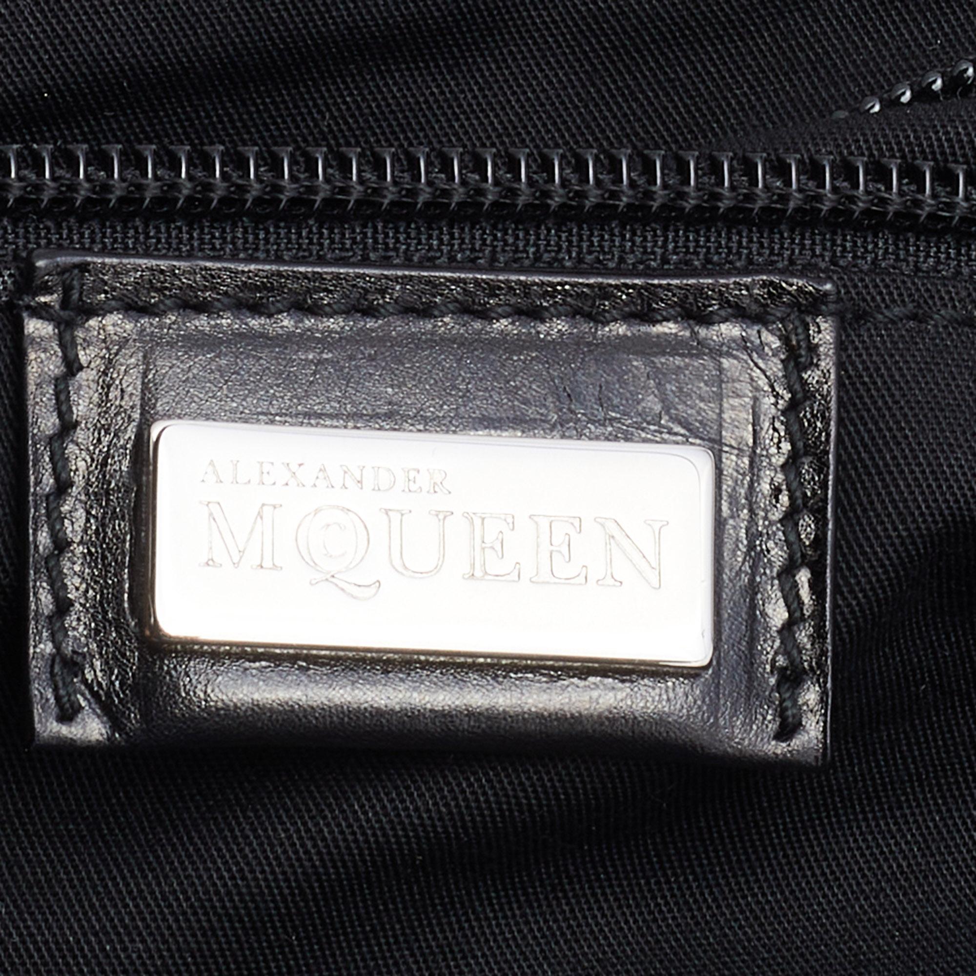 Alexander McQueen Metallic Black Leather Frame Satchel 2
