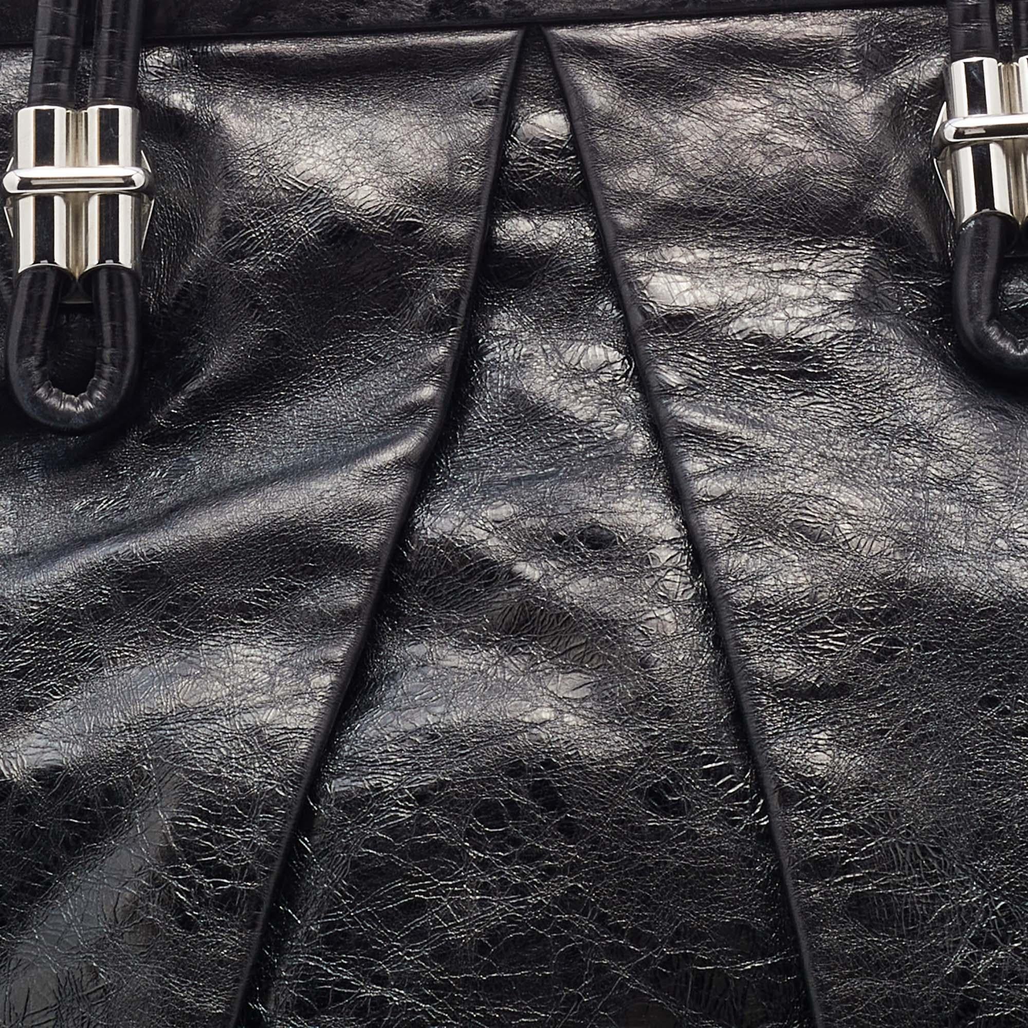Alexander McQueen Metallic Black Leather Frame Satchel 4
