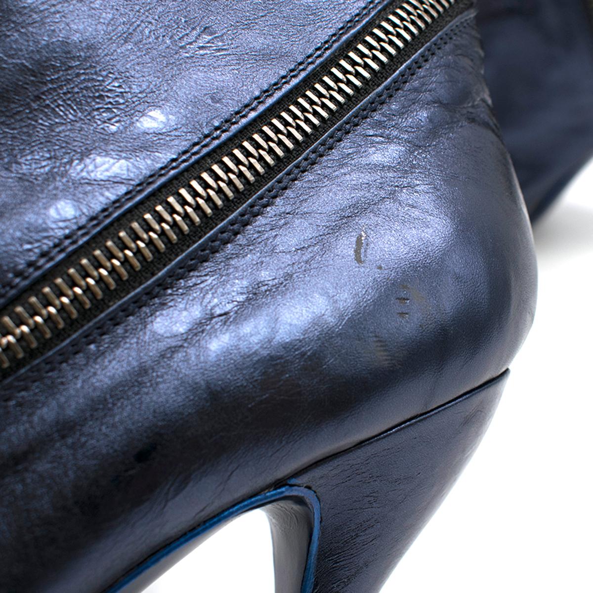 Women's Alexander McQueen Metallic Blue Heeled Ankle Boots Size 39