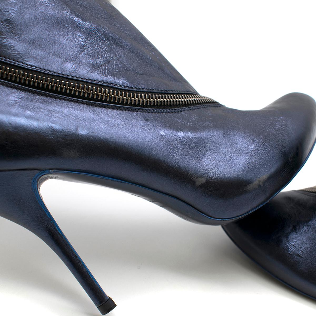 Alexander McQueen Metallic Blue Heeled Ankle Boots Size 39 1