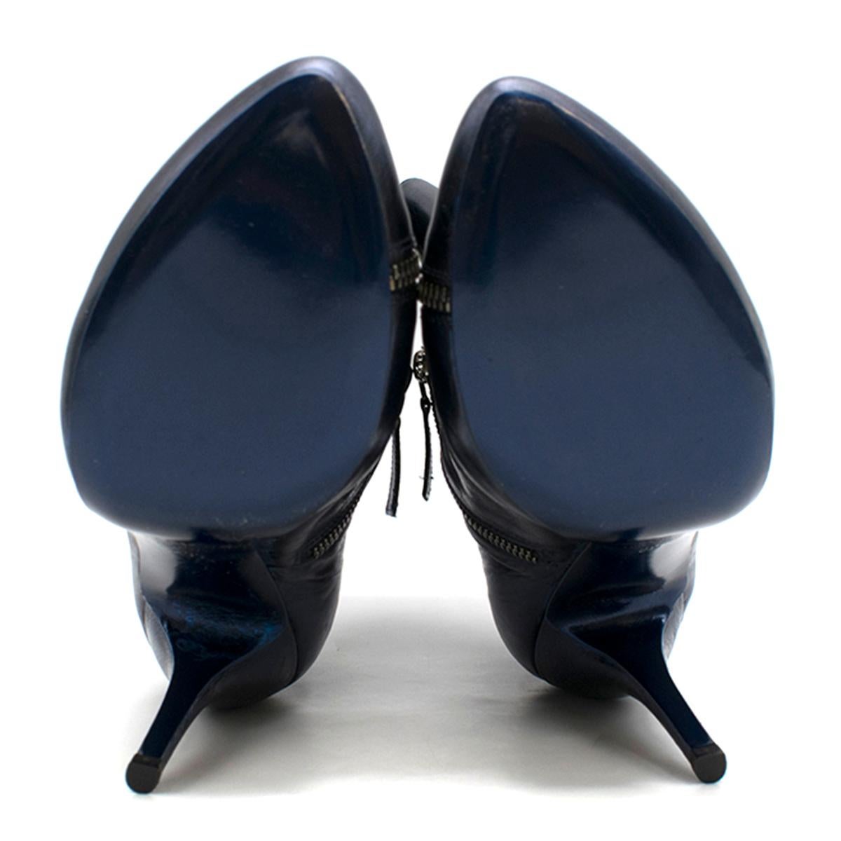 Alexander McQueen Metallic Blue Heeled Ankle Boots Size 39 2