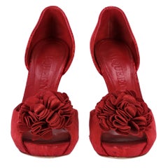 Alexander McQueen Metallic Fabric Flower Embellished Pumps