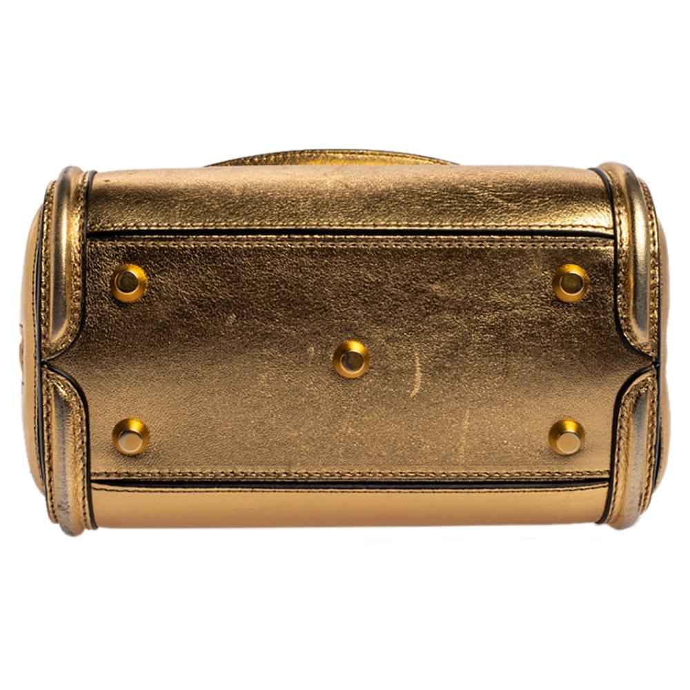 Alexander McQueen Metallic Gold Leather Mini Heroine Bag 2