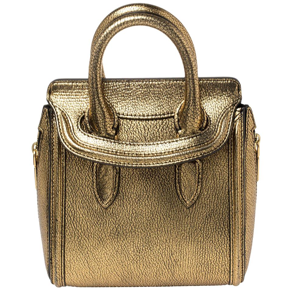 Alexander McQueen Metallic Gold Leather Mini Heroine Bag