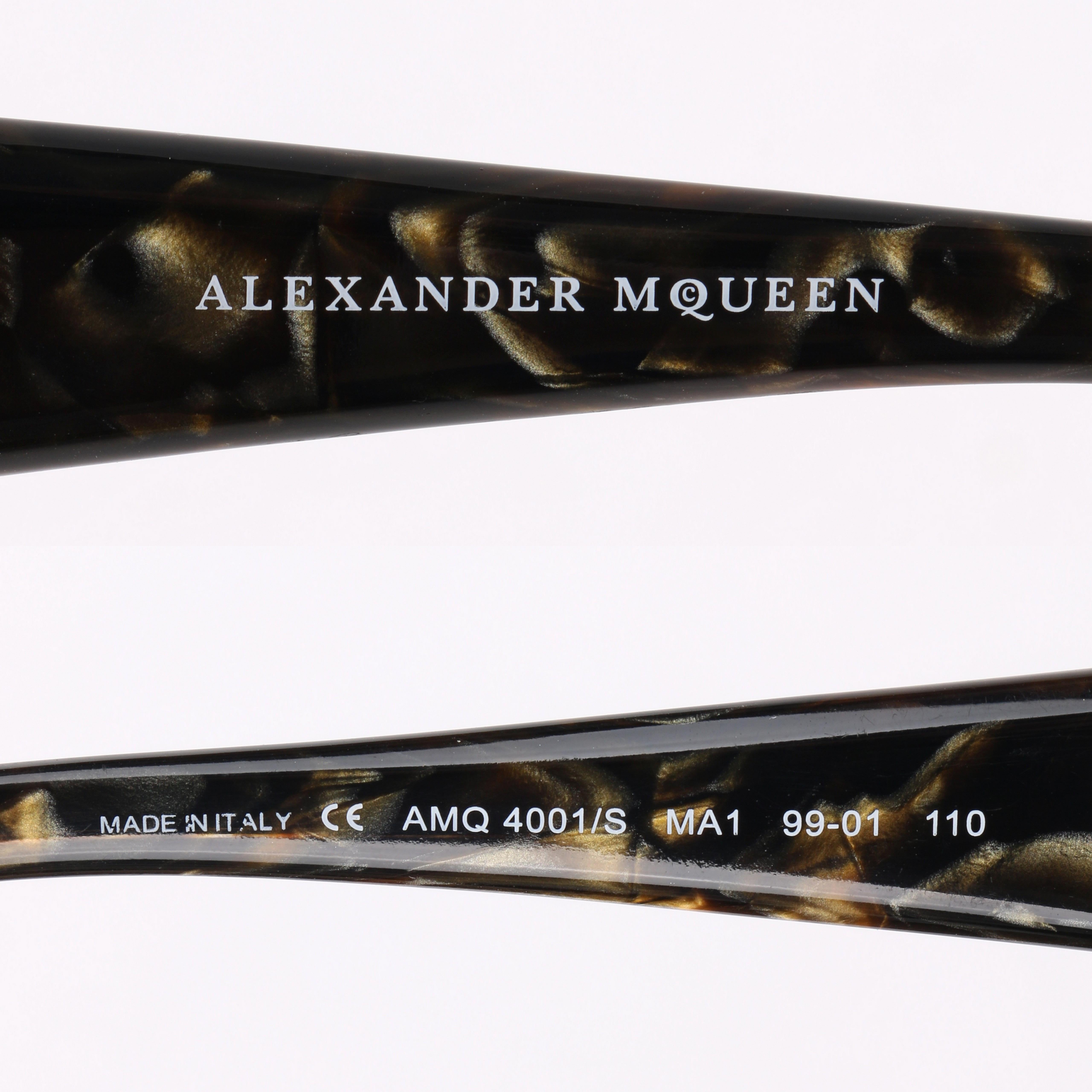 ALEXANDER McQUEEN Metallic Gold Tortoise Shell Shield Sunglasses 4001/S 3
