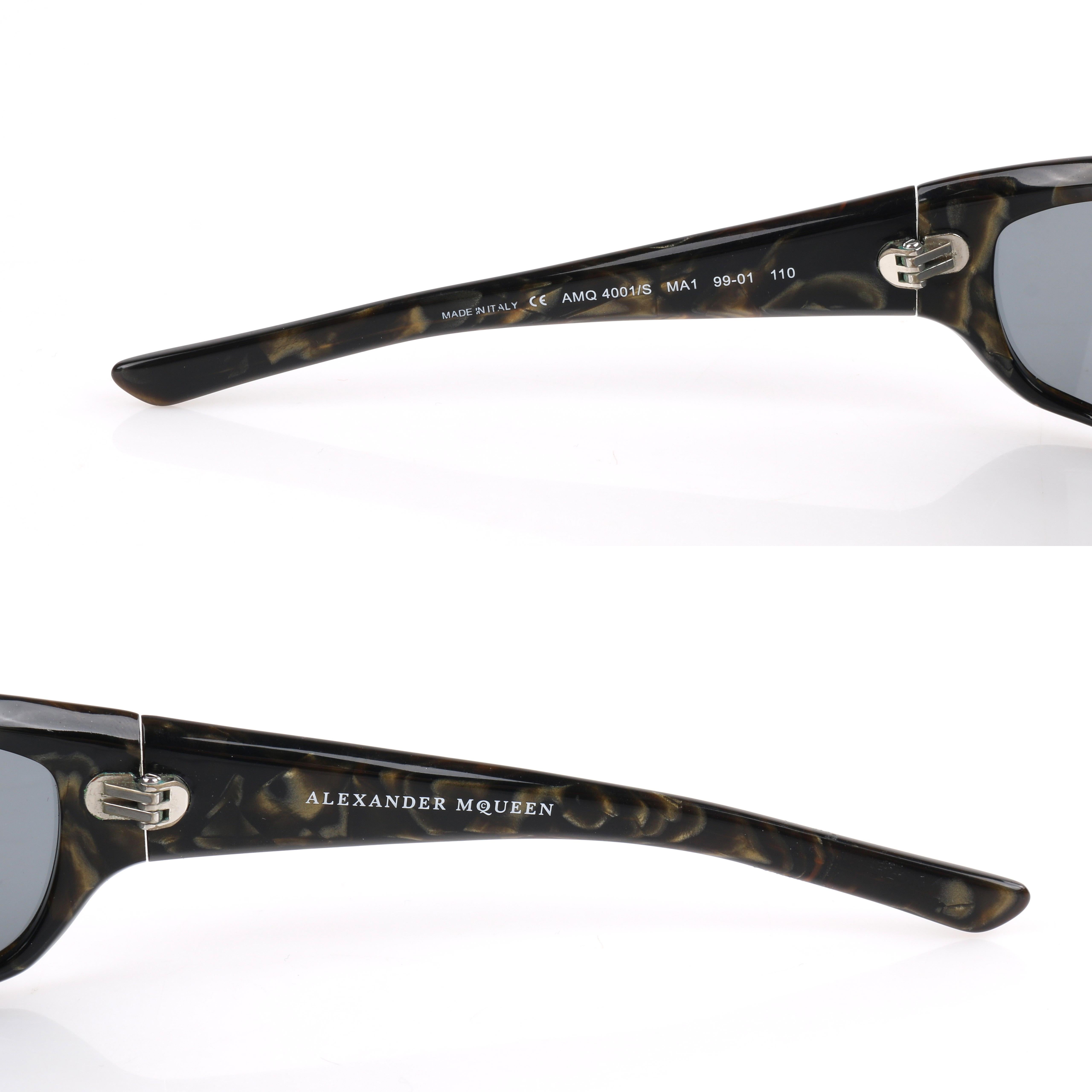 ALEXANDER McQUEEN Metallic Gold Tortoise Shell Shield Sunglasses 4001/S 1