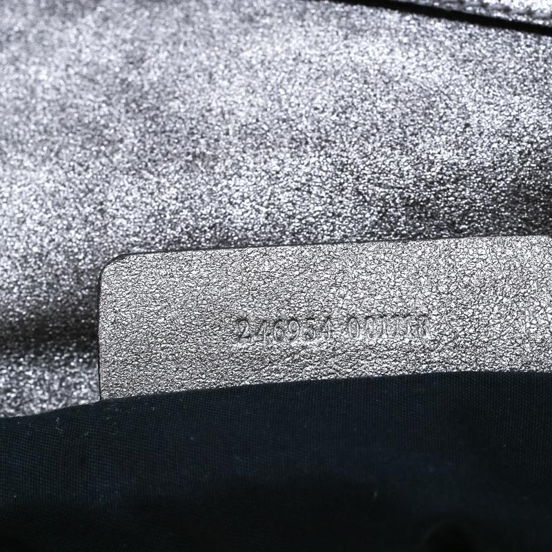 Alexander McQueen Metallic Grey Textured Leather Wristlet Clutch 1