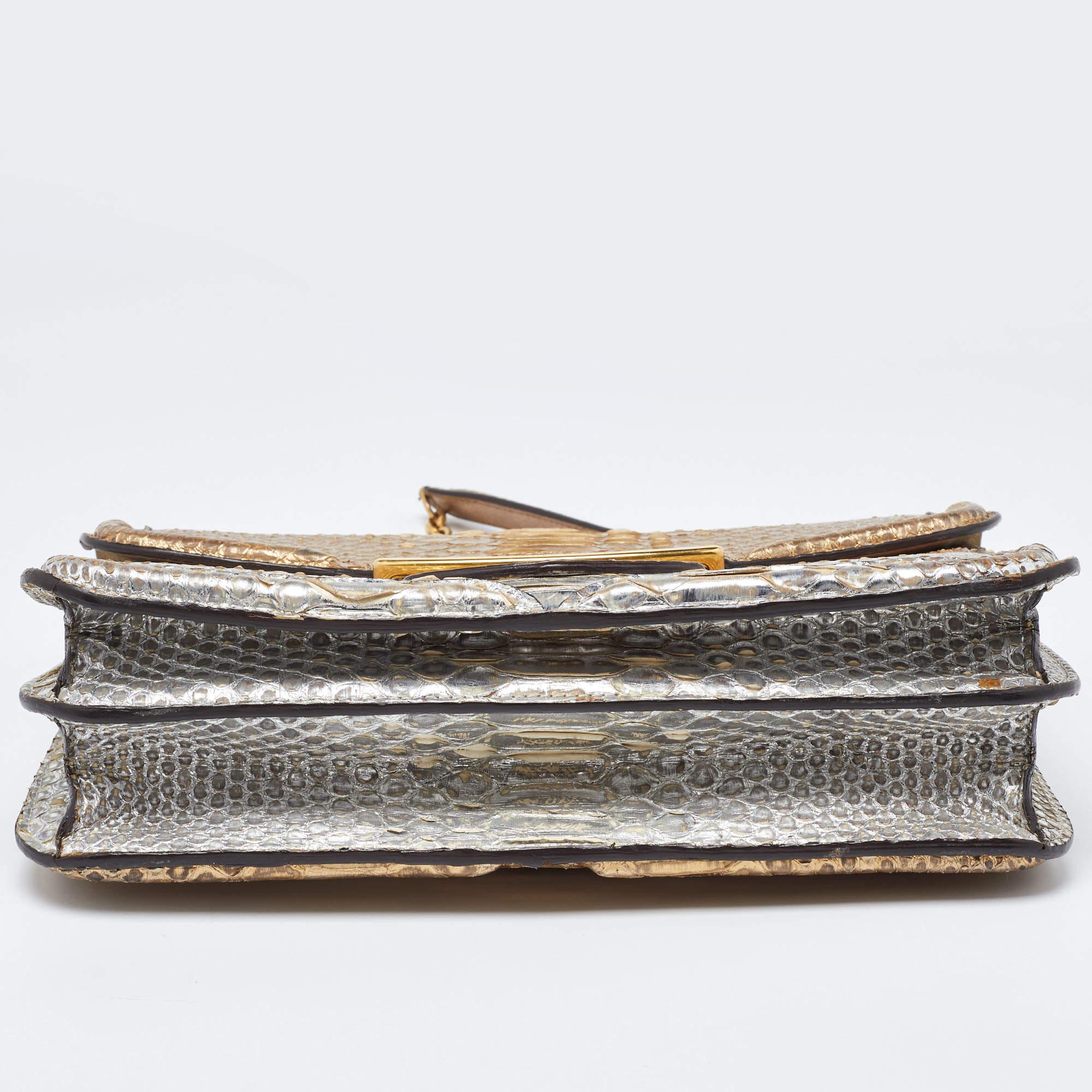 Alexander McQueen Metallic Python Heroine Chain Shoulder Bag 11