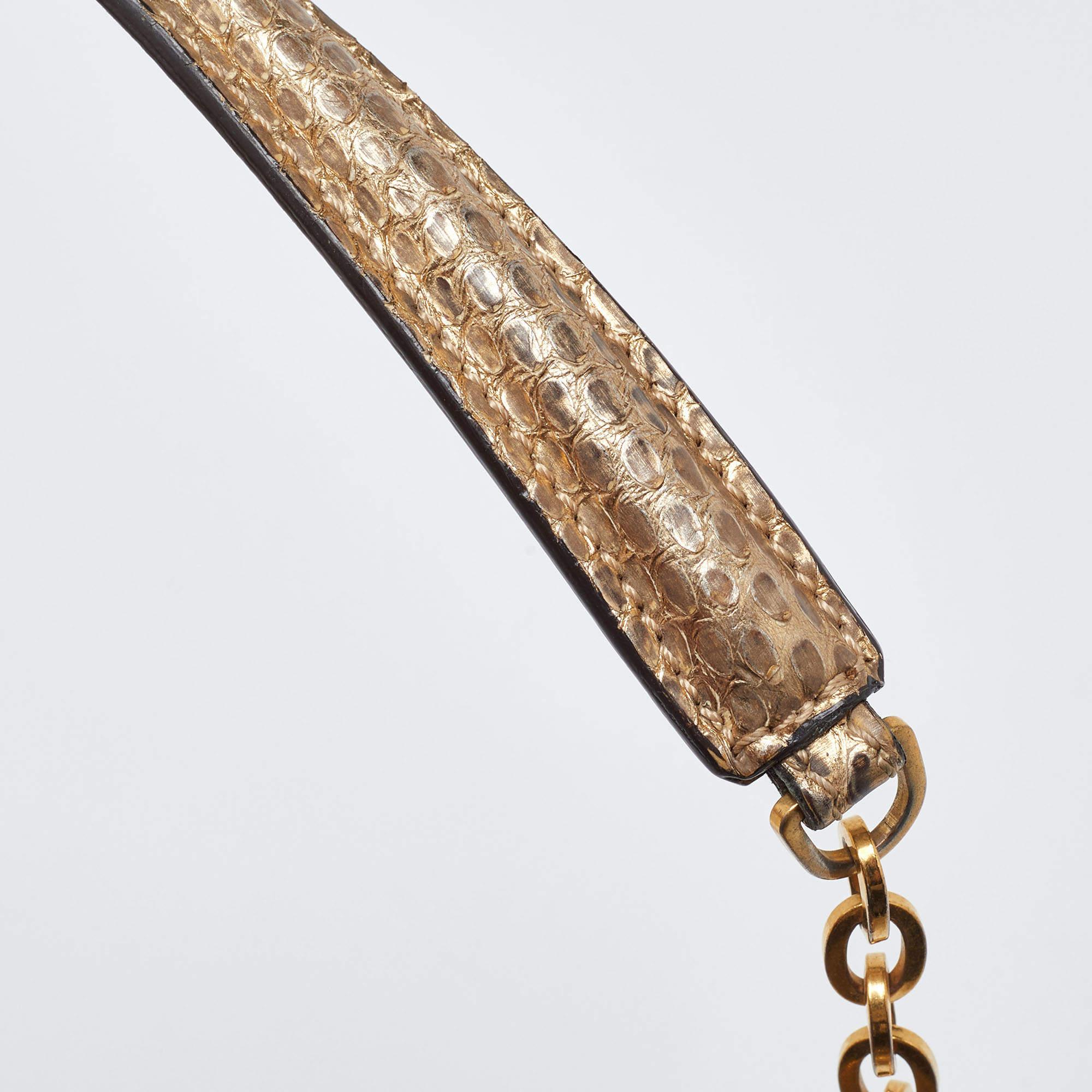 Alexander McQueen Metallic Python Heroine Chain Shoulder Bag 13