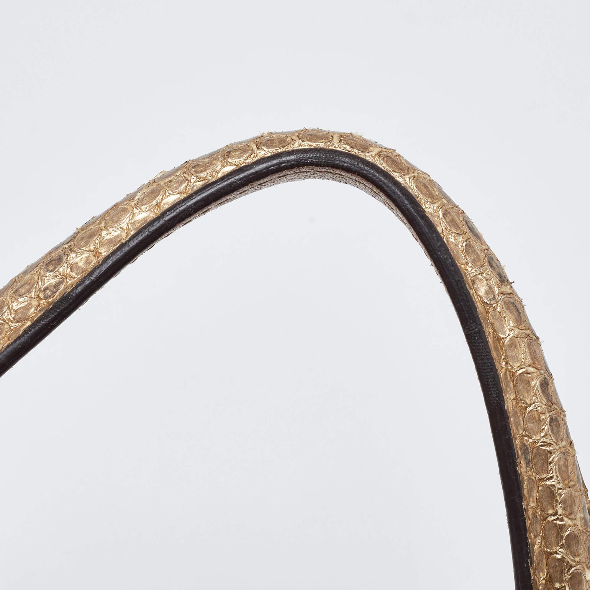 Brown Alexander McQueen Metallic Python Heroine Chain Shoulder Bag