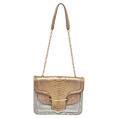 Bolso de hombro con cadena Heroína de pitón metalizado Alexander McQueen