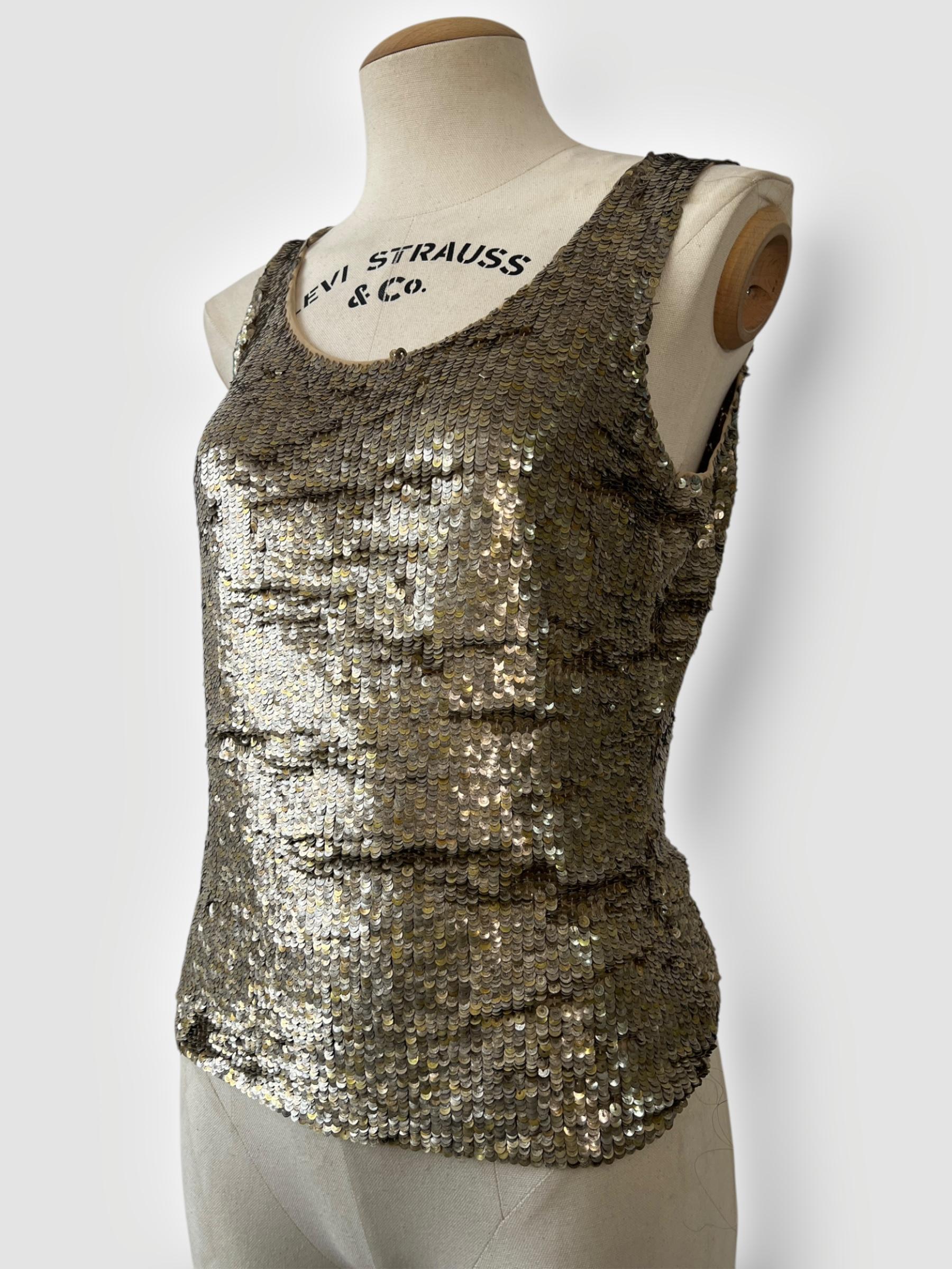 Gris Alexander McQueen, débardeur à sequins métalliques, printemps/été 2003 en vente