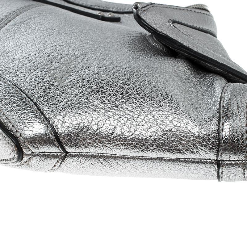 Alexander McQueen Metallic Silver Leather Small De Manta Clutch 6