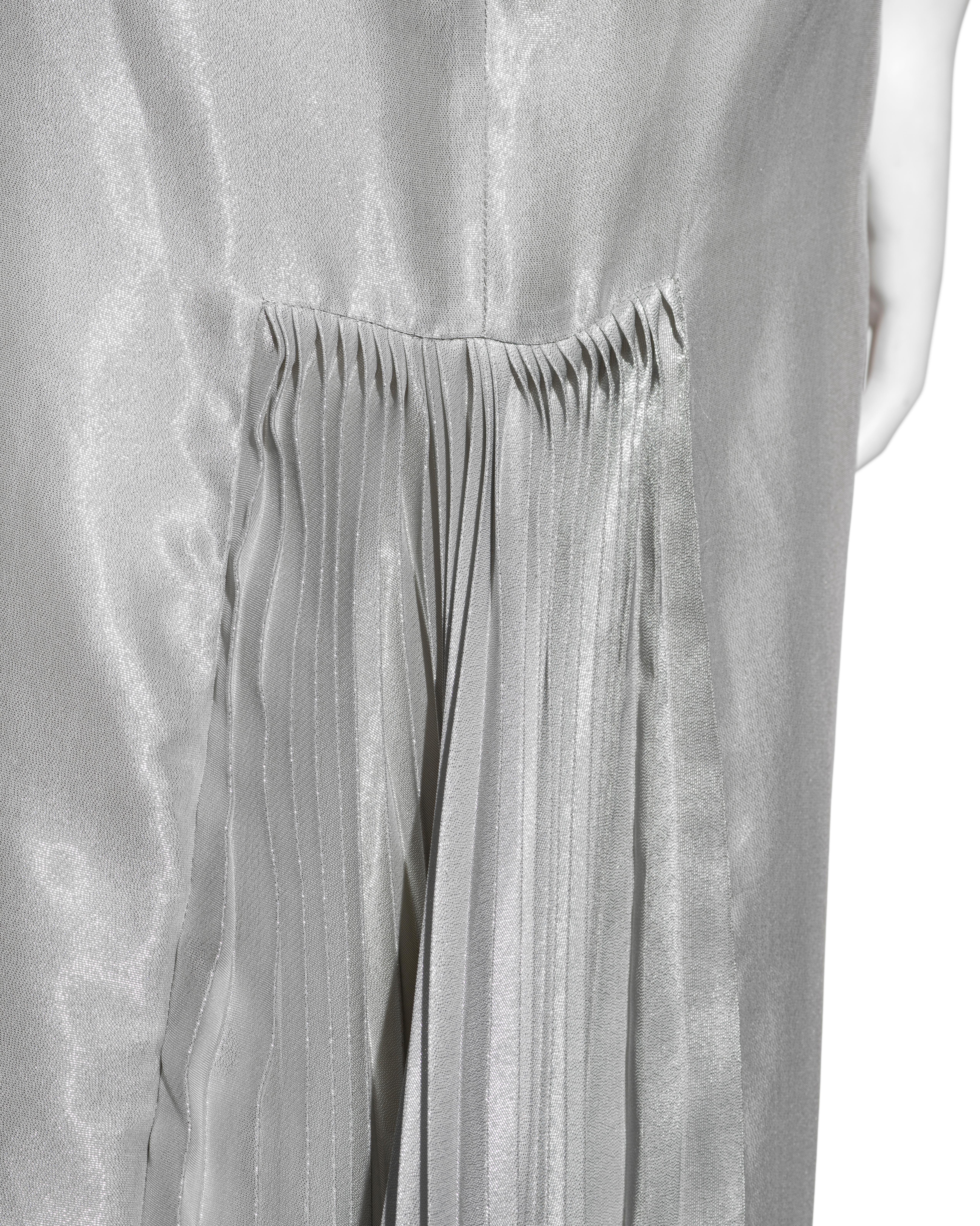 Alexander McQueen metallic silver silk lamé open-back evening dress, ss 1997 For Sale 4