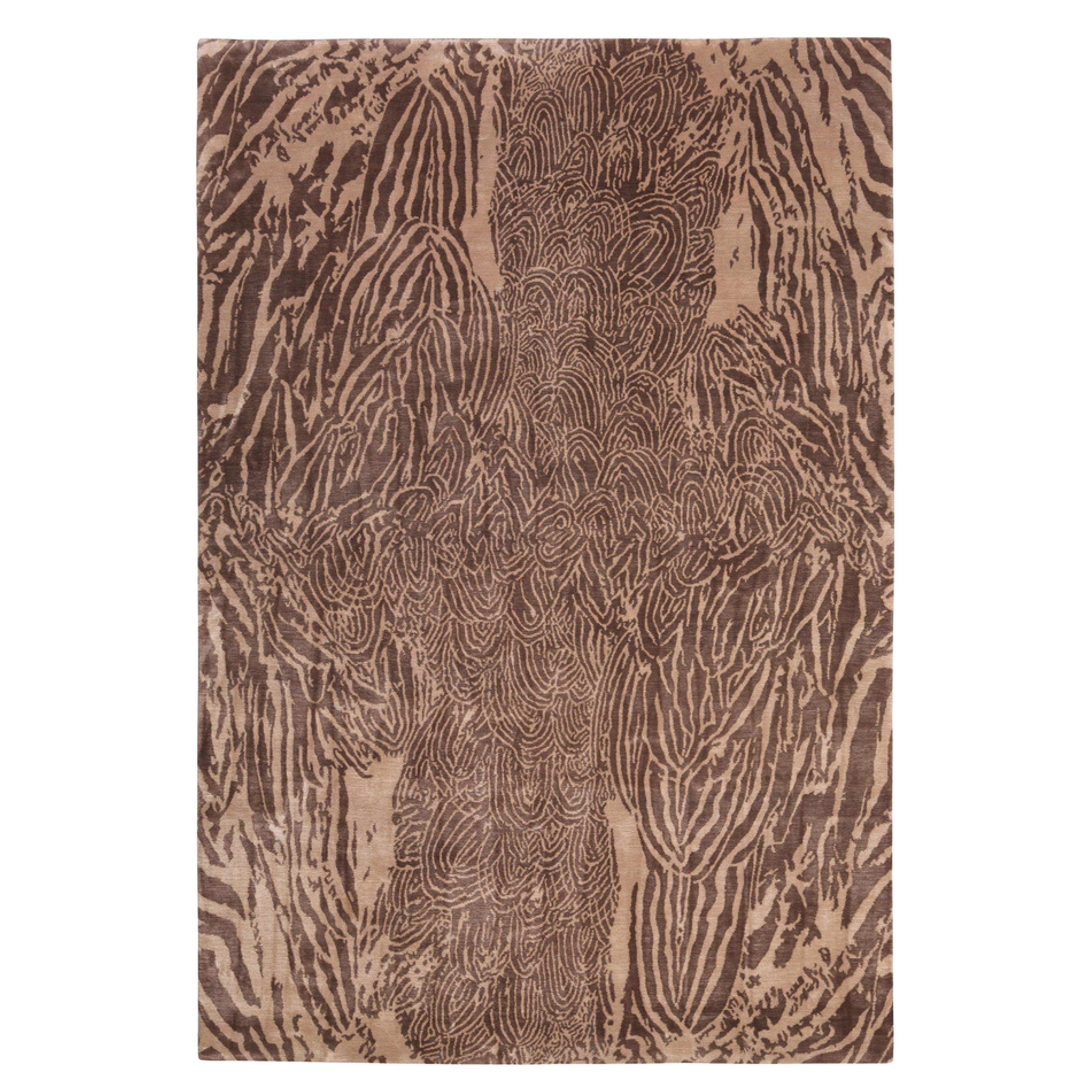 Großer englischer handgewebter Alexander McQueen-Teppich aus Seide mit Federn aus der Mitte des Jahrhunderts im Angebot
