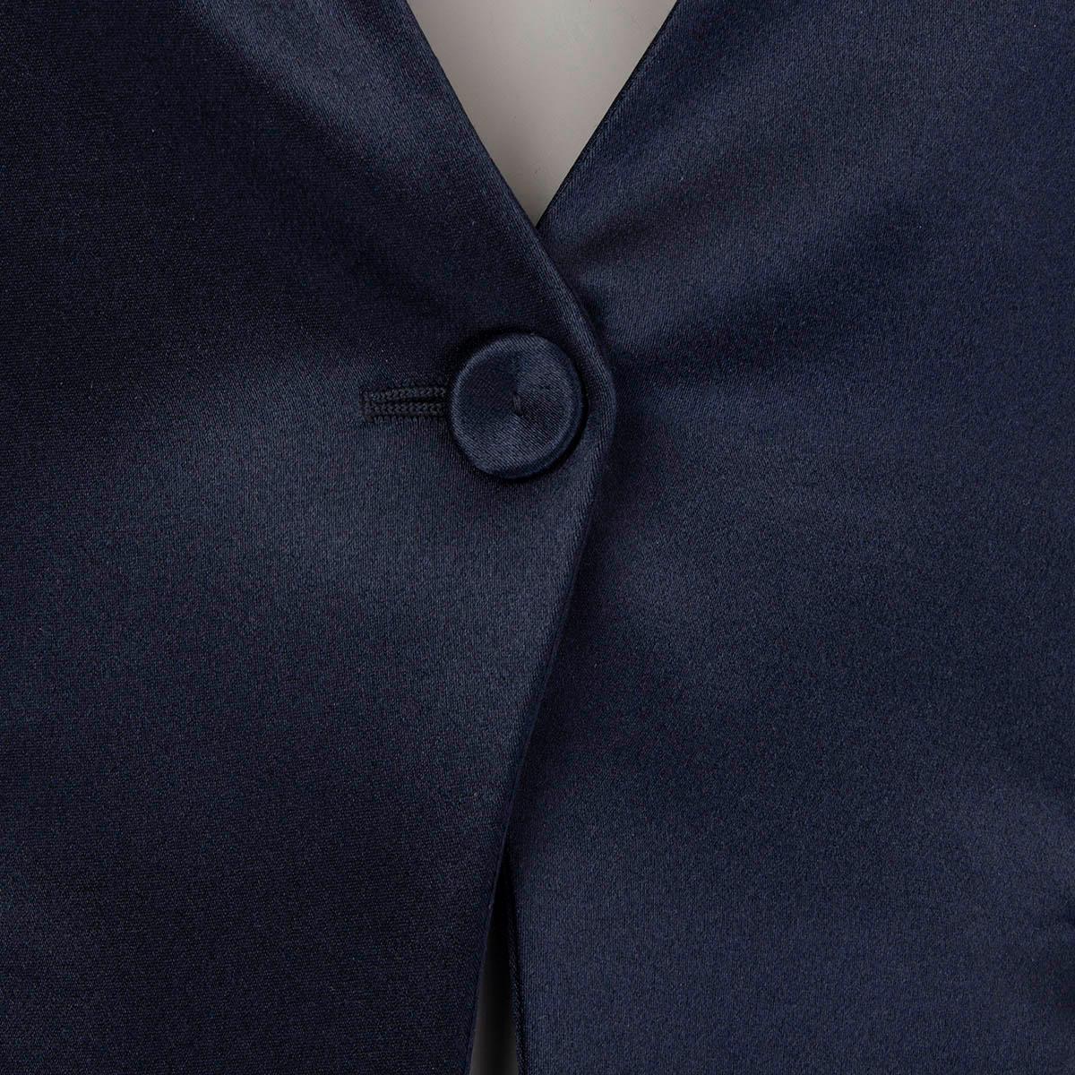 Black ALEXANDER MCQUEEN midnight blue silk SATIN Blazer Jacket 40 M For Sale