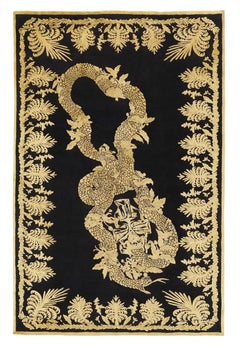 Tapis Alexander McQueen en soie et laine à motif militaire brocart, 8 x 12