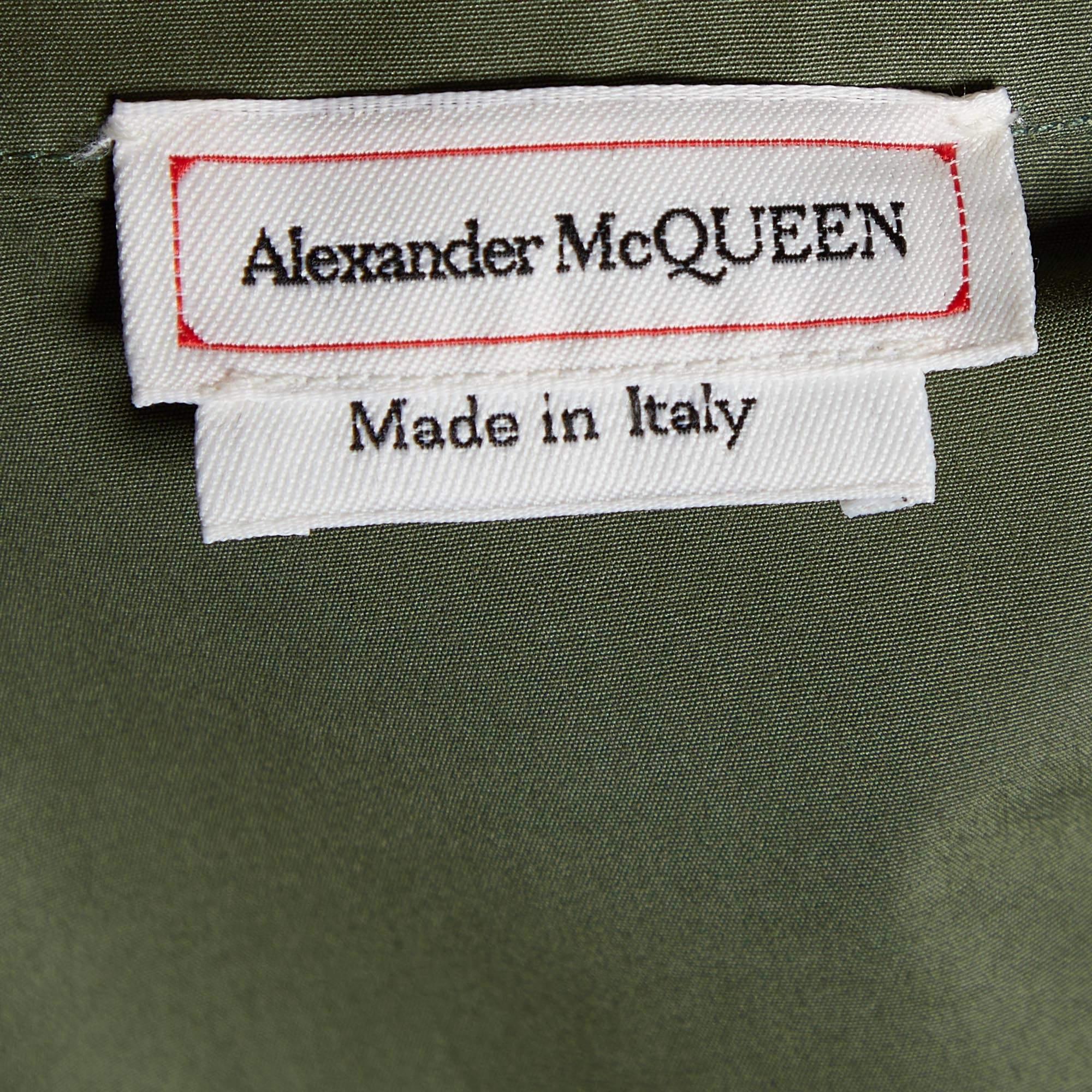 Black Alexander McQueen Military Green Cotton Belted Shirt 