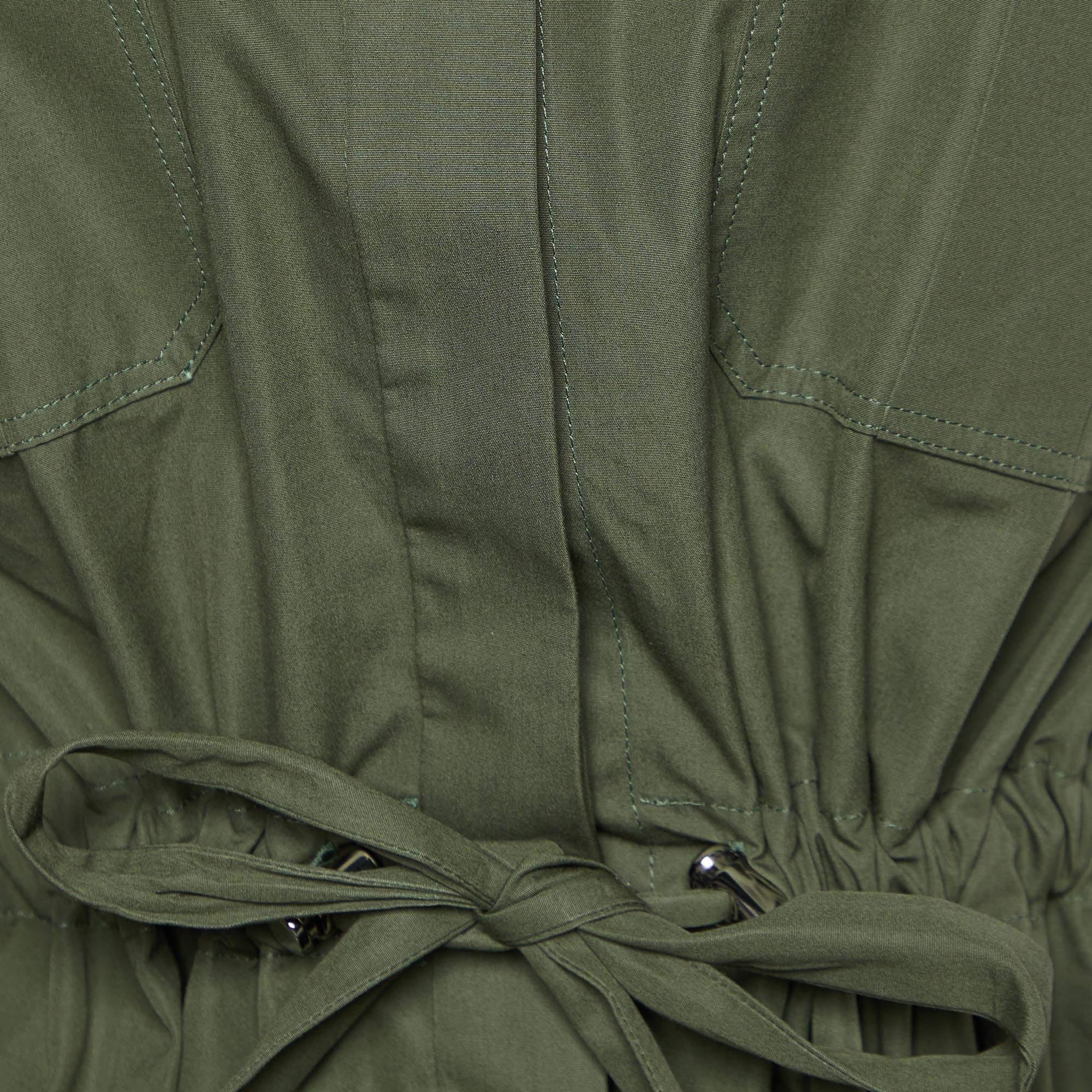Alexander McQueen Military Green Cotton Belted Shirt  In New Condition In Dubai, Al Qouz 2