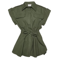 Alexander McQueen Military Green Cotton Belted Shirt