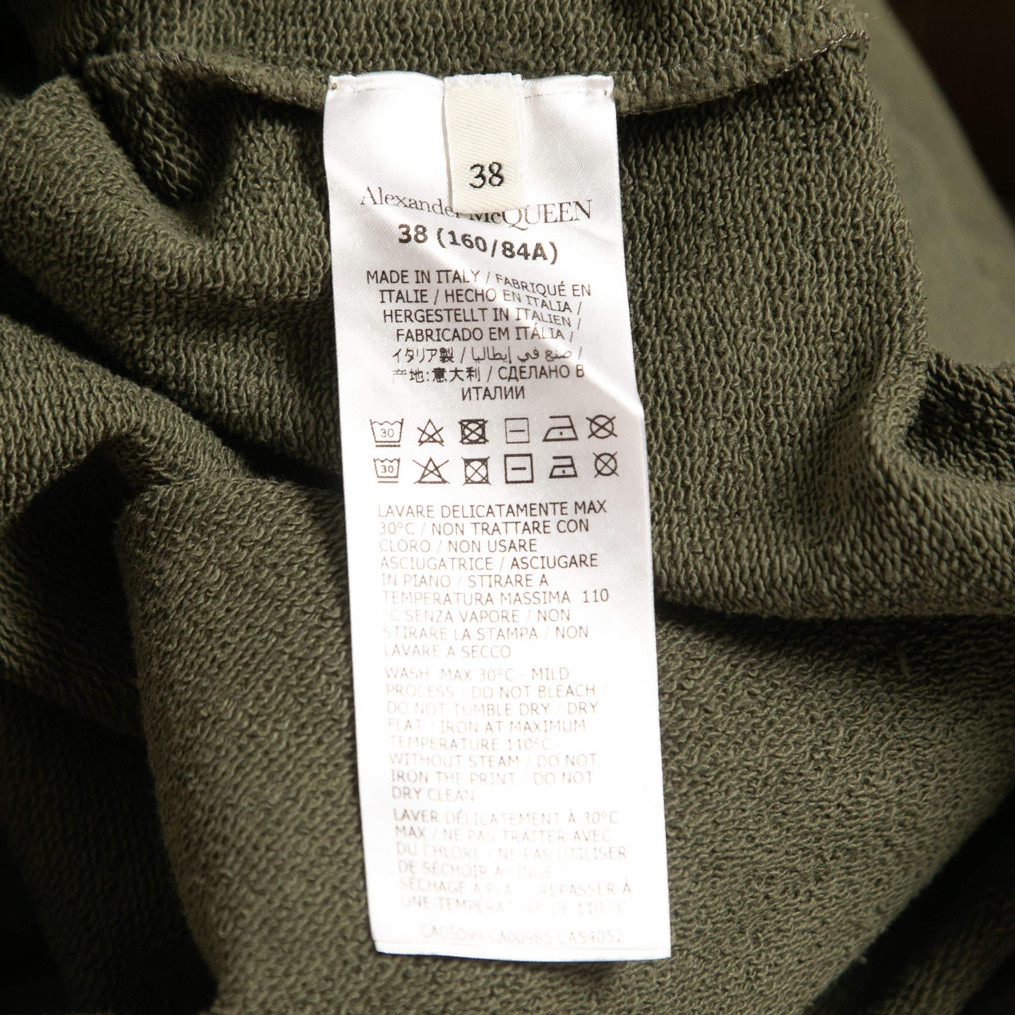 Alexander McQueen Military Green Logo Print Cotton Jogger Sweatshirt Set M/S For Sale 1