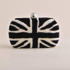 ALEXANDER MCQUEEN Mink Fur Union Jack Skull Clutch bag