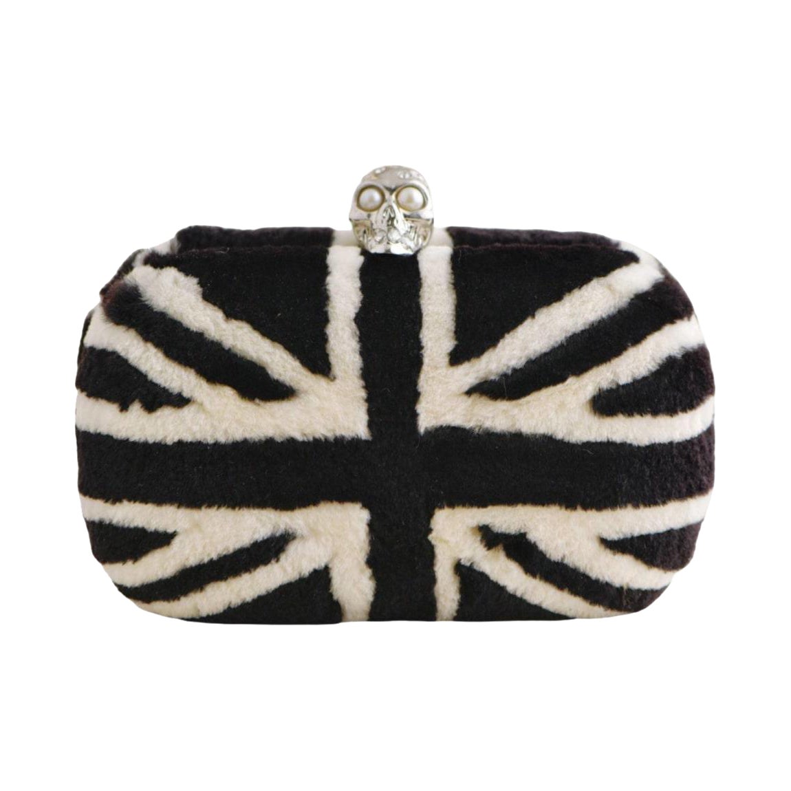 ALEXANDER MCQUEEN Mink Fur Union Jack Skull Clutch bag
