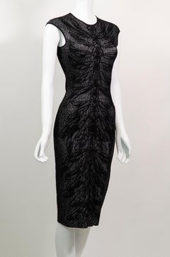 Alexander McQueen Monochrome Knit Dragonfly Intarsia Knit Dress