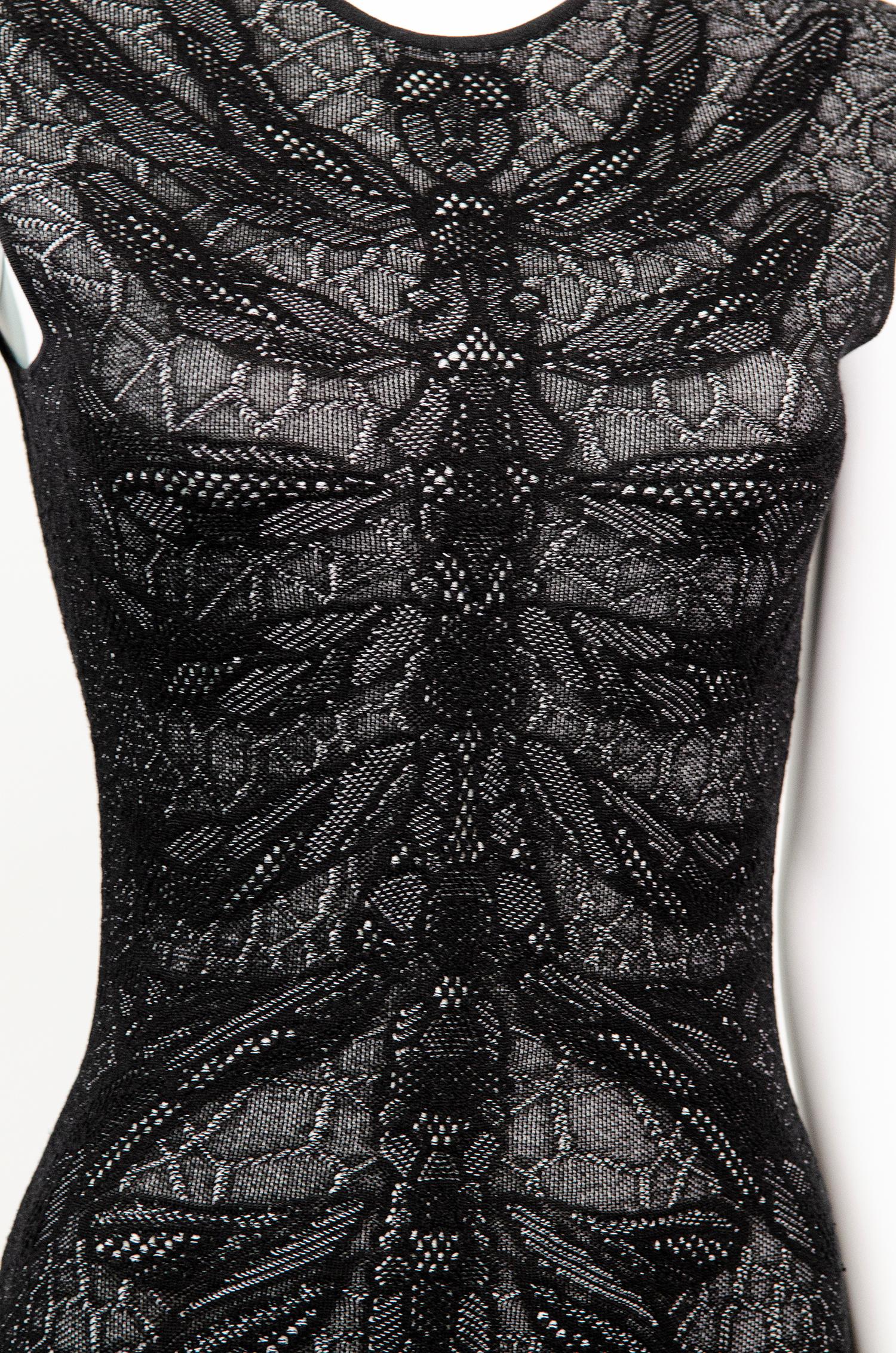 Women's Alexander McQueen Monochrome Knit Dragonfly Intarsia Knit Dress