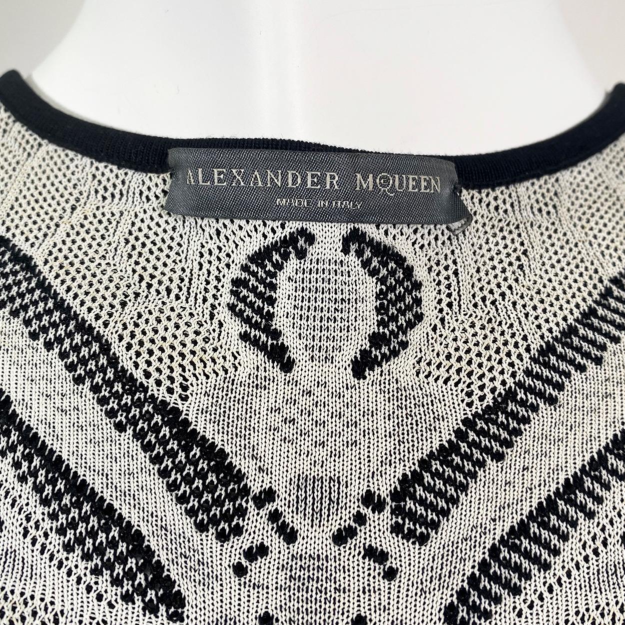 Alexander McQueen Monochrome Knit Dragonfly Intarsia Knit Dress 3